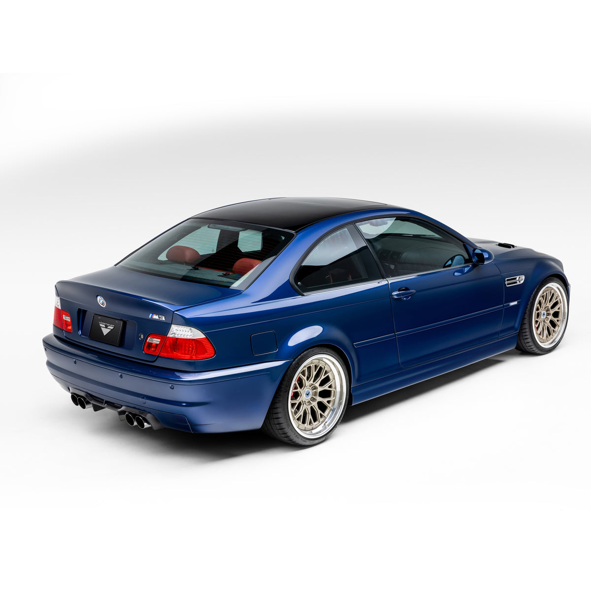 Vorsteiner Aero V20 Collector Edition package installed on BMW E46 M3, showcasing sleek front and rear aerodynamic enhancements.