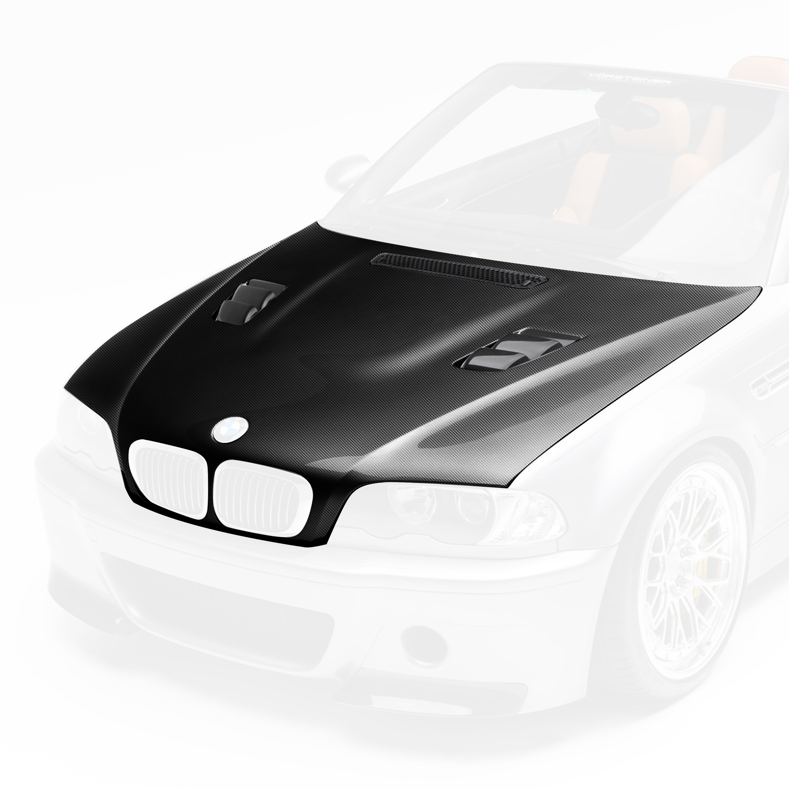 Carbon Fiber V20 Aero Hood – Glossy 1x1 V-Style for BMW E46 M3 - Vorsteiner Wheels