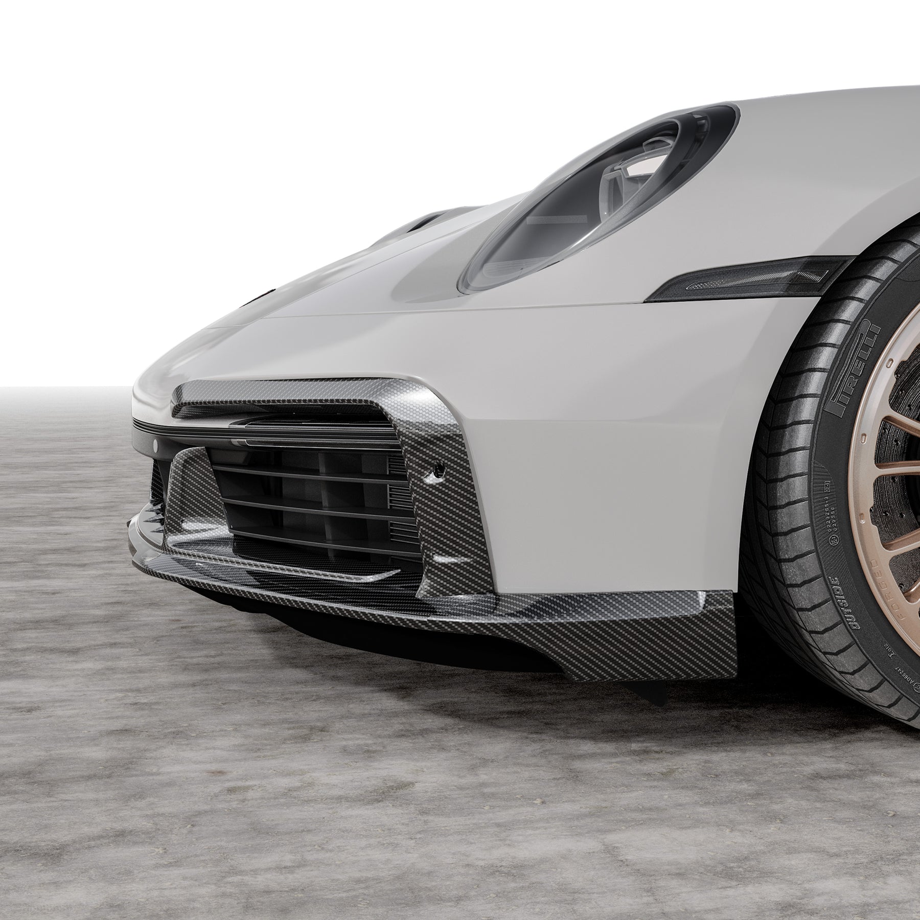 Porsche 992 Turbo S Aero Front Spoiler w/ Side Fins - Vorsteiner Wheels
