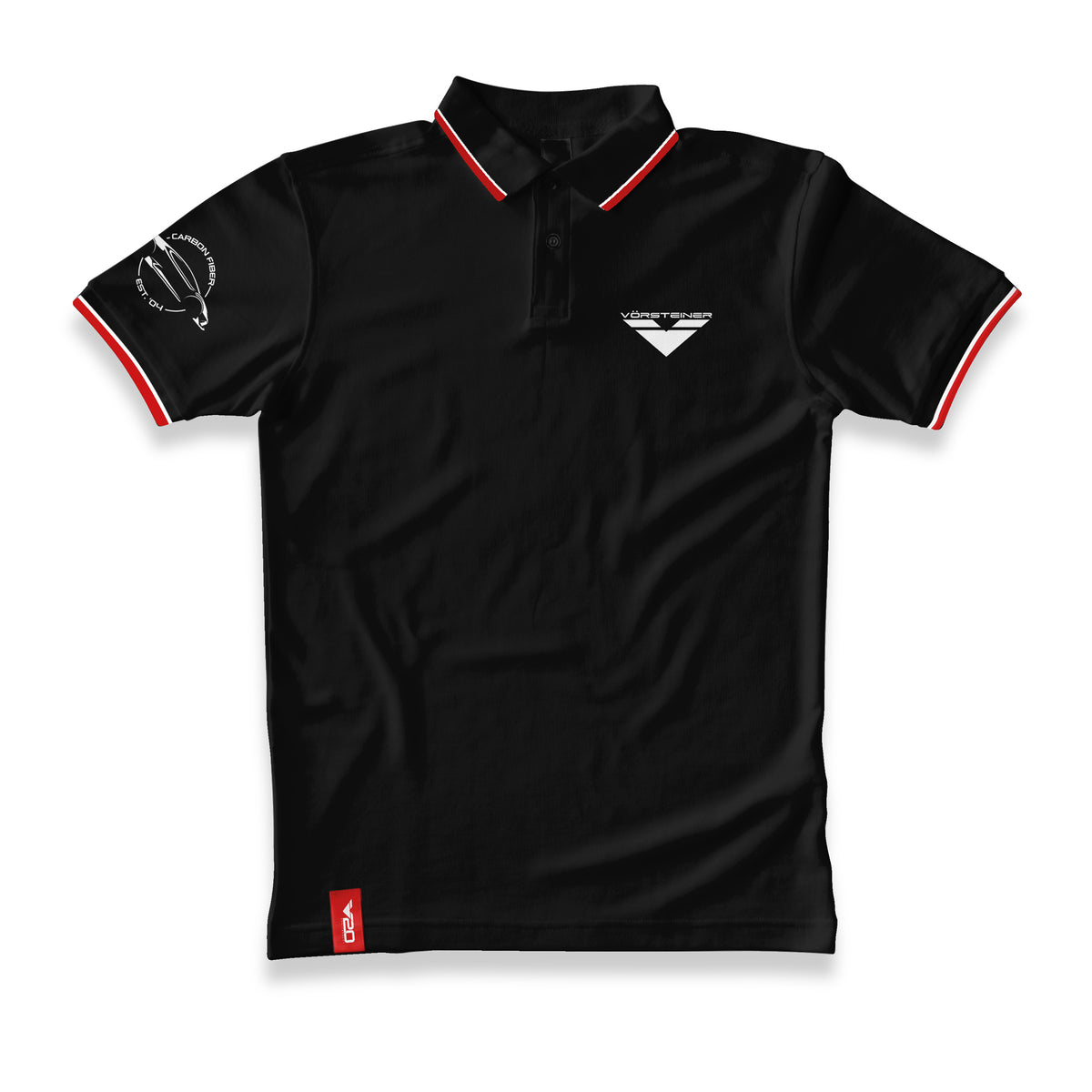 Vorsteiner V20 Polo Shirt - Black with Red Stripe - Vorsteiner Wheels  - Apparel - [tags]