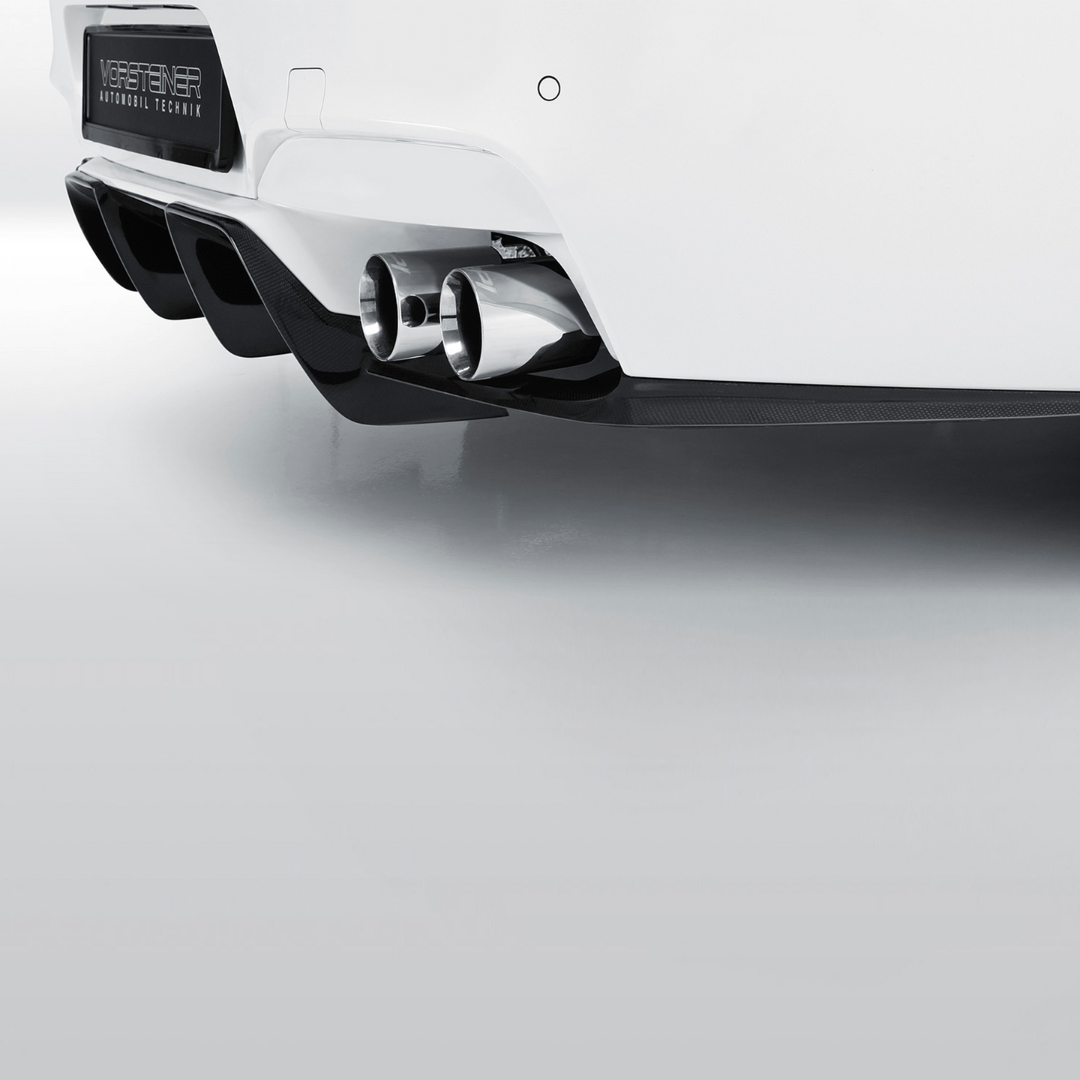 BMW F12 M6 V-Style Aero Rear Diffuser by Vorsteiner Aerodynamics, featuring carbon fiber design and aerodynamic enhancements.