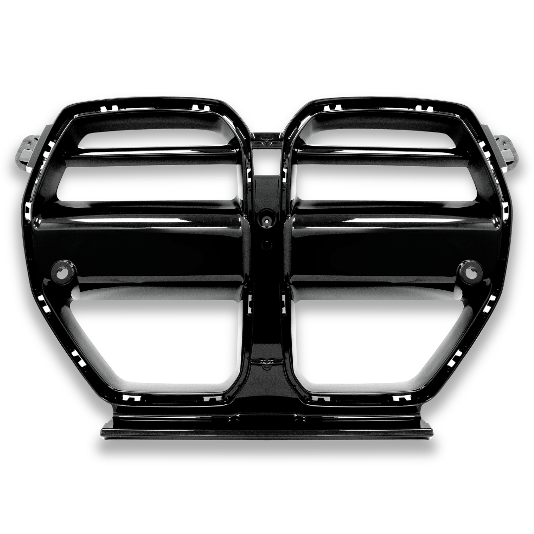 BMW G8X M3 M4 Vorsteiner Aero gloss black ABS front V-style motorsport grille with aerodynamic design.