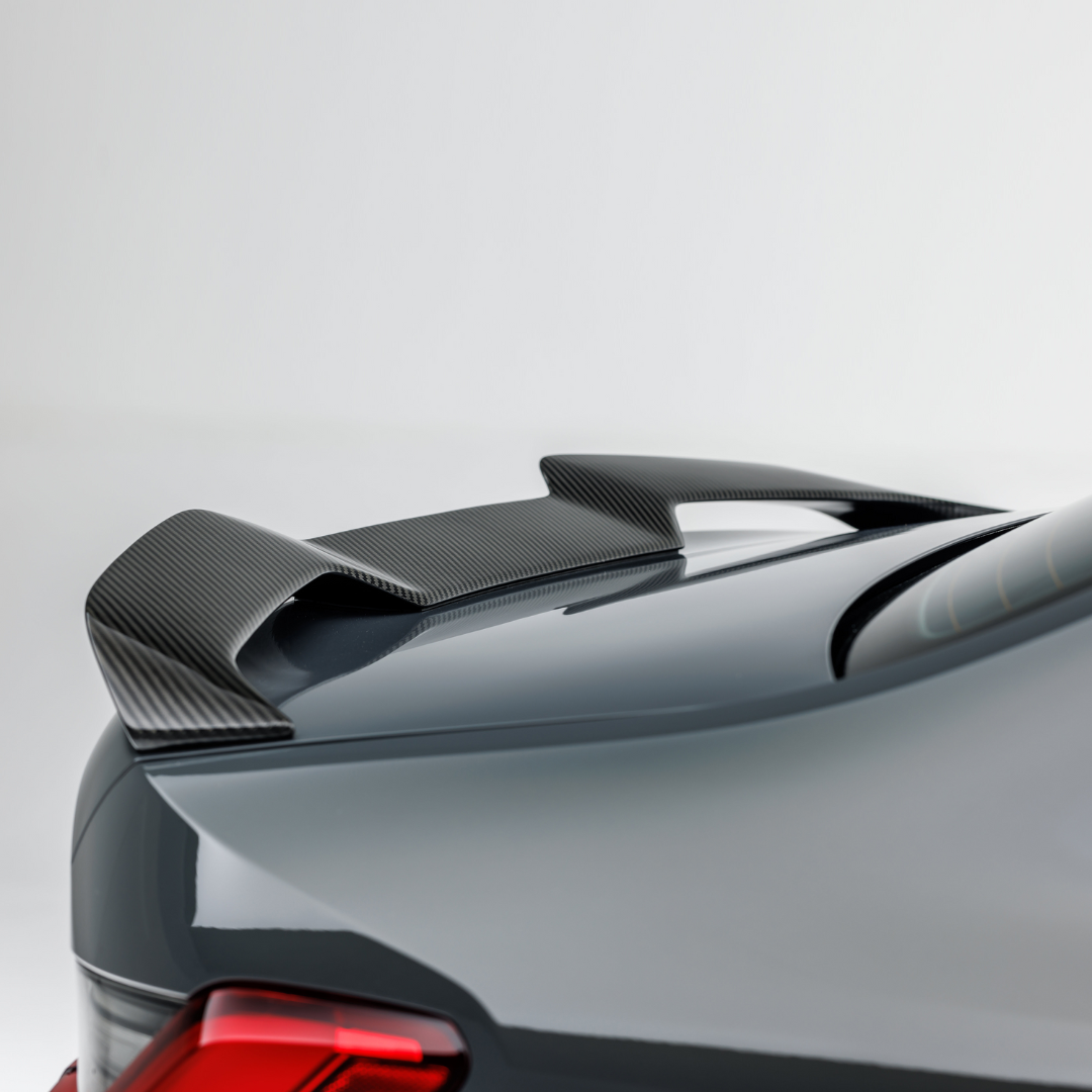 BMW G8X M3 carbon fiber decklid spoiler by Vorsteiner Aerodynamics, V-Style™ aero spoiler for enhanced downforce and sporty look