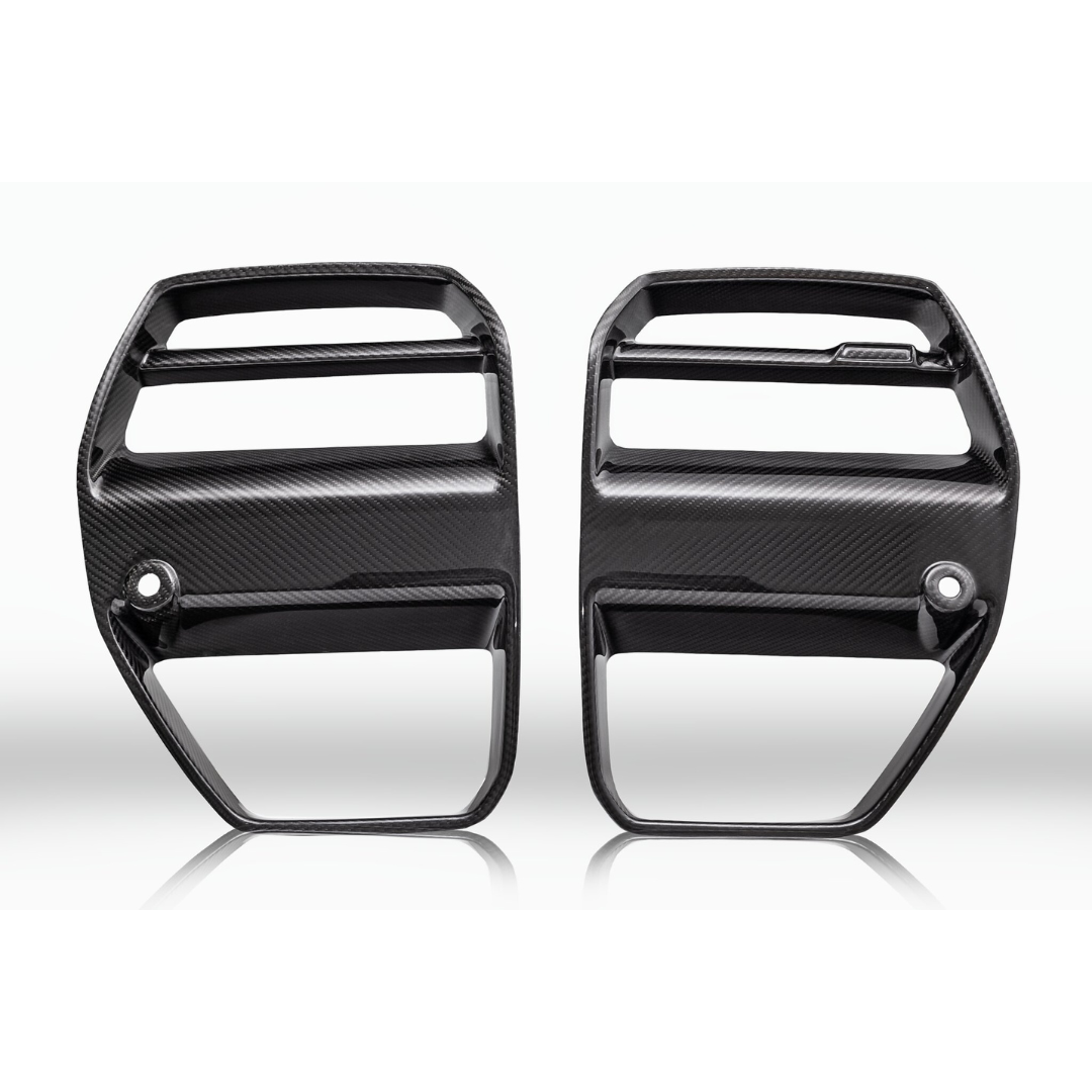 BMW G8X M3 M4 Vorsteiner carbon fiber V-Style™ front motorsport grille for enhanced aerodynamics and sporty appearance.