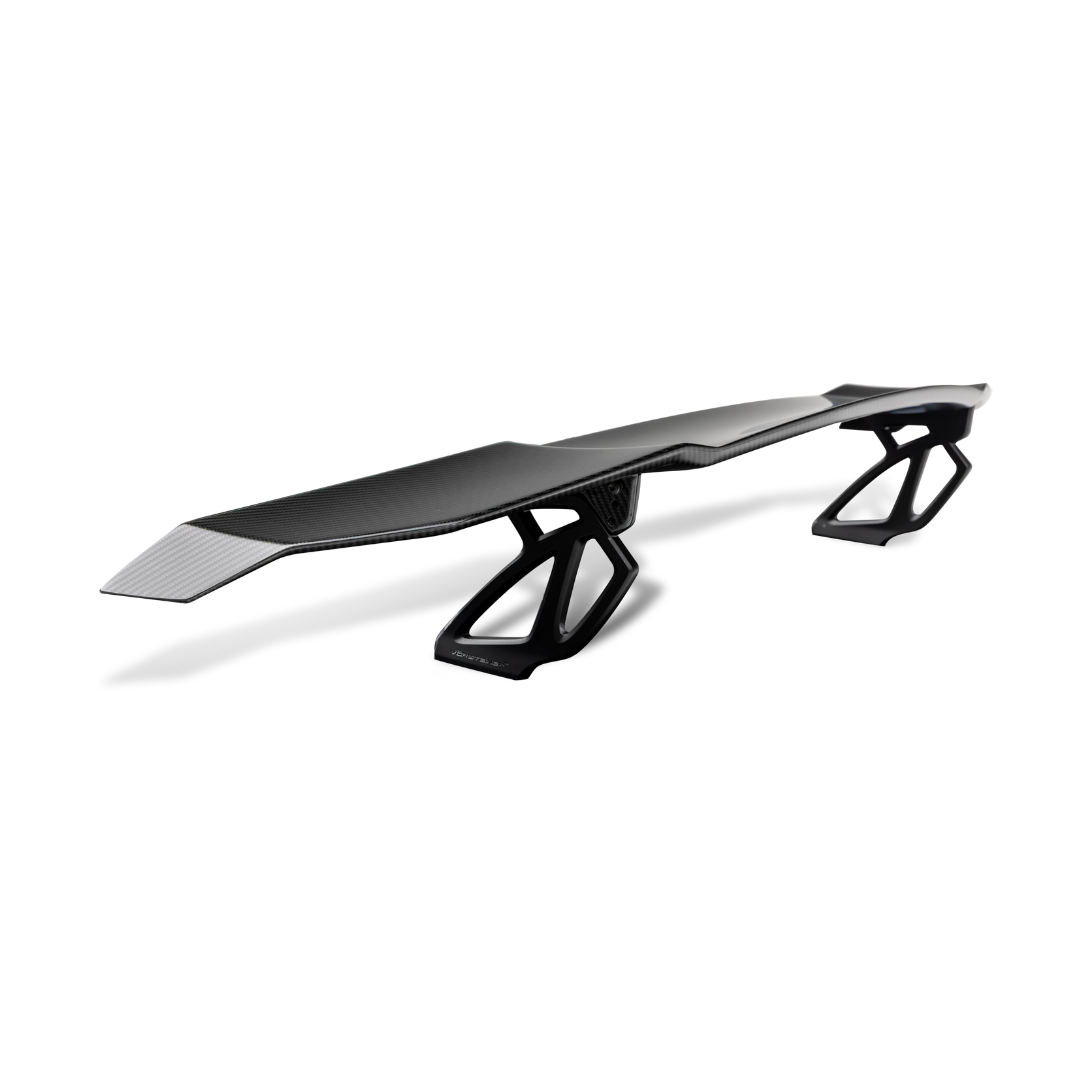 BMW G8X M3 M4 Aero wing blade with carbon fiber finish and matte black uprights, V-Style™ Vorsteiner aerodynamics