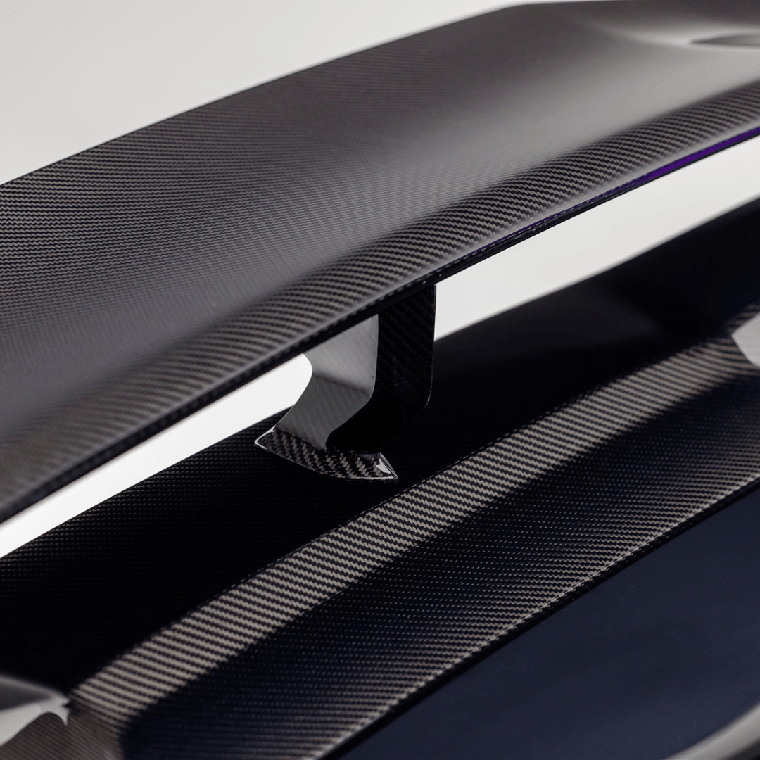 Vorsteiner Aerodynamics Lamborghini Huracan EVO Monza Edizione rear wing with integrated carbon fiber decklid and aerodynamic design.