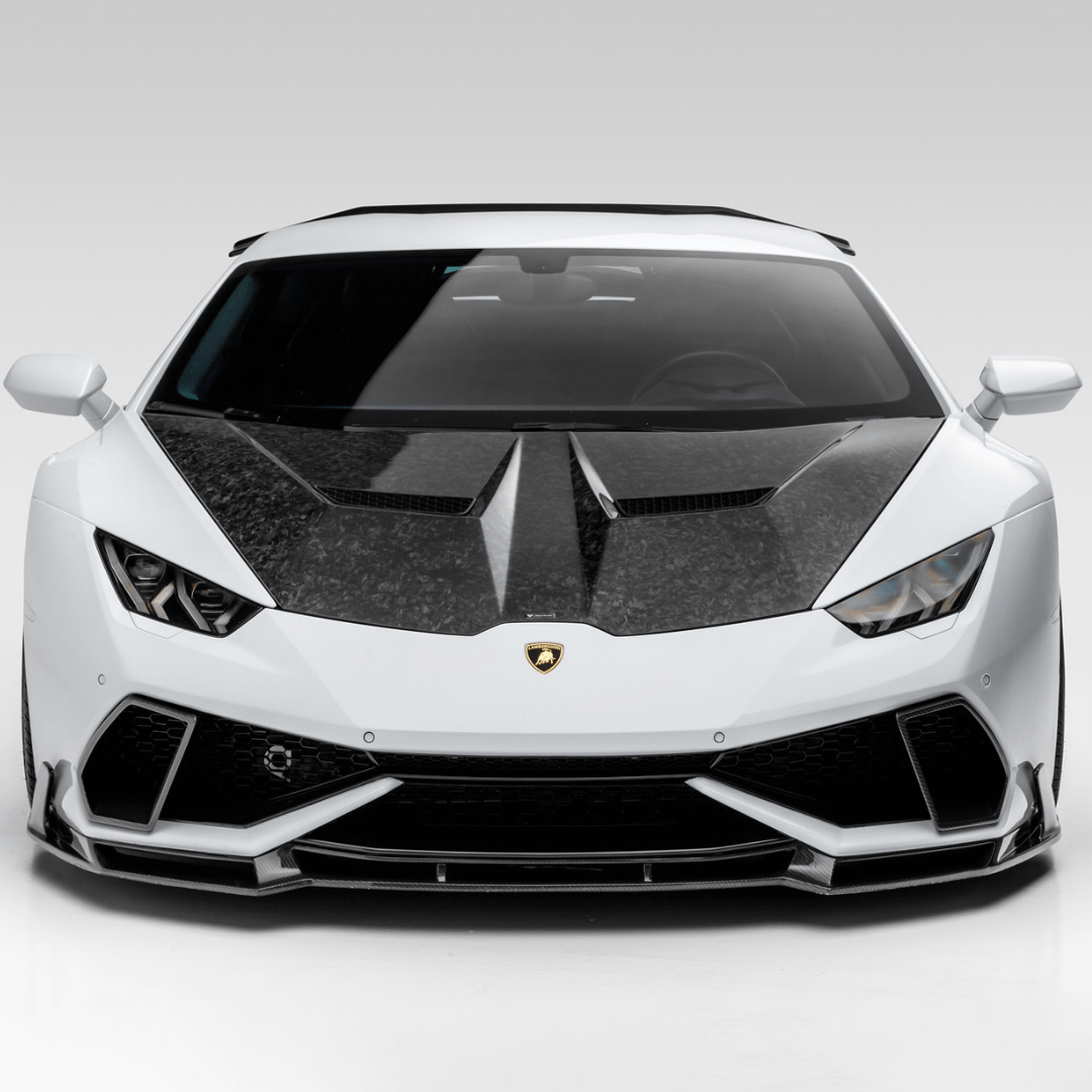 Vorsteiner Aerodynamics Lamborghini Huracan Mondiale carbon-fiber aero air intake bezels on the supercar.