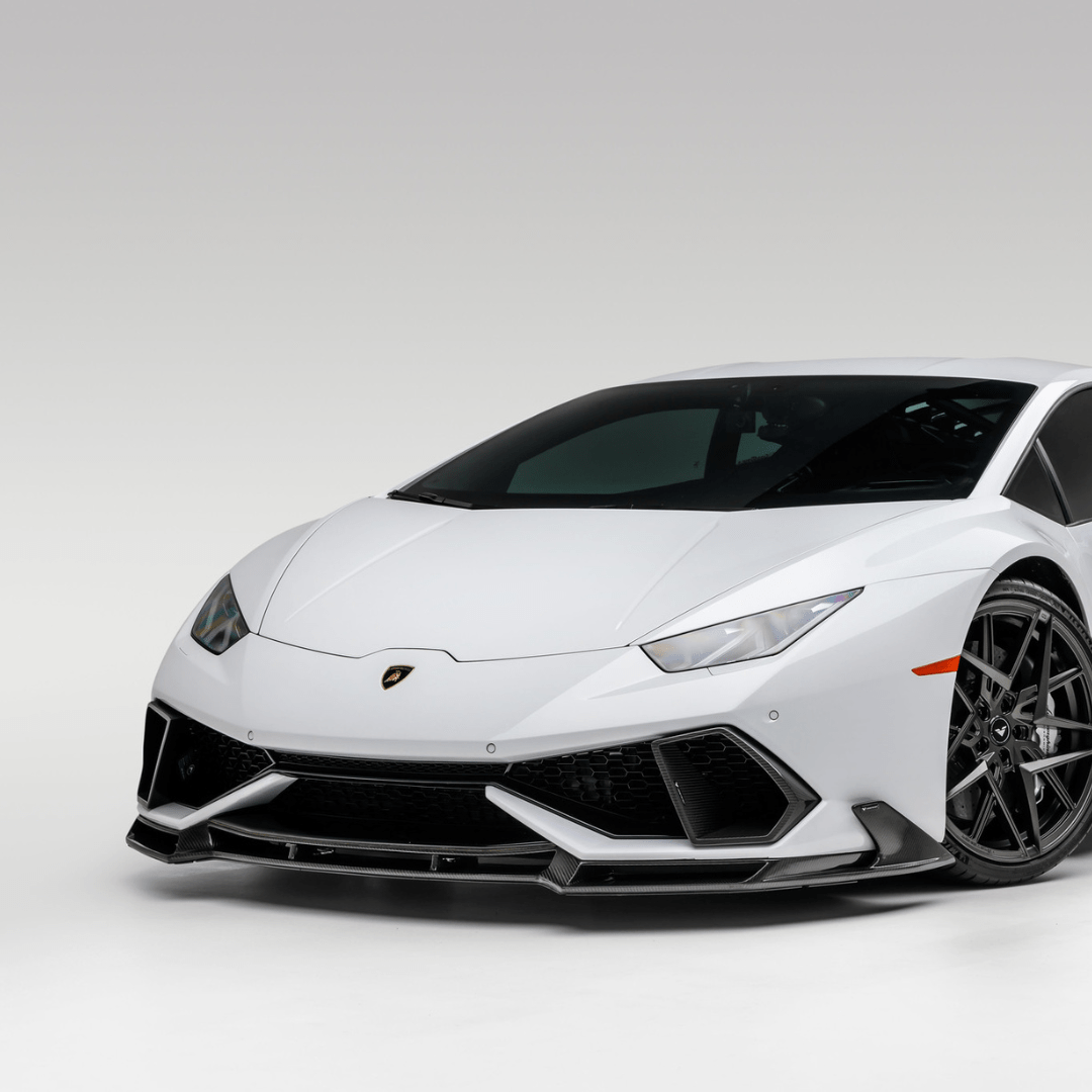 Vorsteiner Aero carbon-fiber air intake bezels on a Lamborghini Huracan Mondiale for enhanced aerodynamics and sporty design.