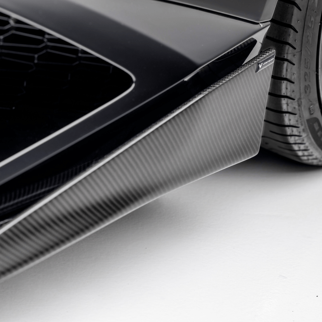Lamborghini Huracan Mondiale with Vorsteiner Aerodynamics carbon fiber aero side blades, showcasing sleek automotive design.