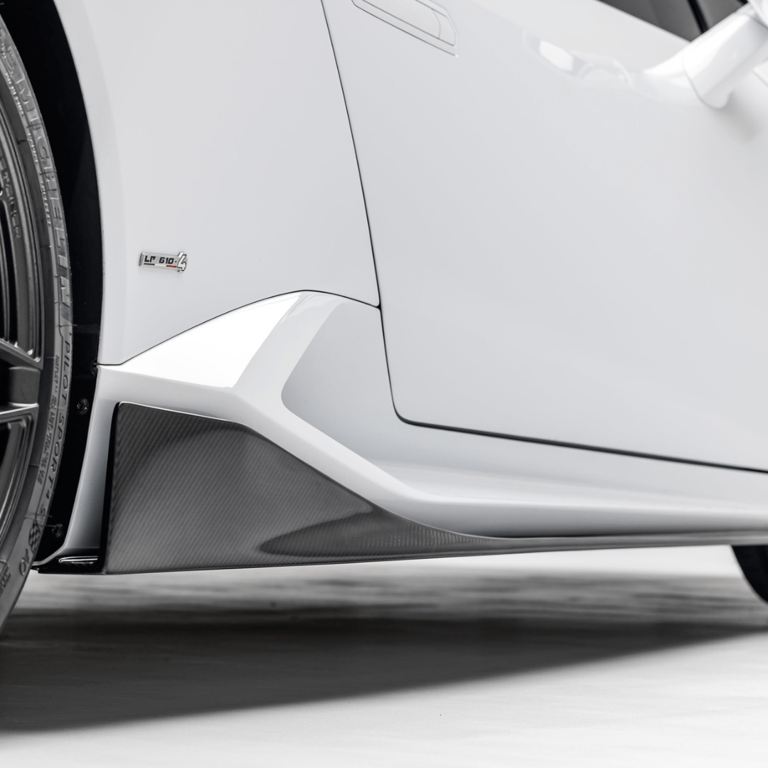 Vorsteiner Aero side blades on a Lamborghini Huracan Mondiale with carbon fiber finish, part of the Lamborghini Huracan Mondiale Aero program.
