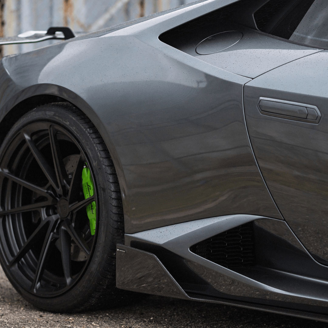 Vorsteiner Aerodynamics Lamborghini Huracan Verona Edition carbon fiber aero side blades, showcasing sleek, sporty design.