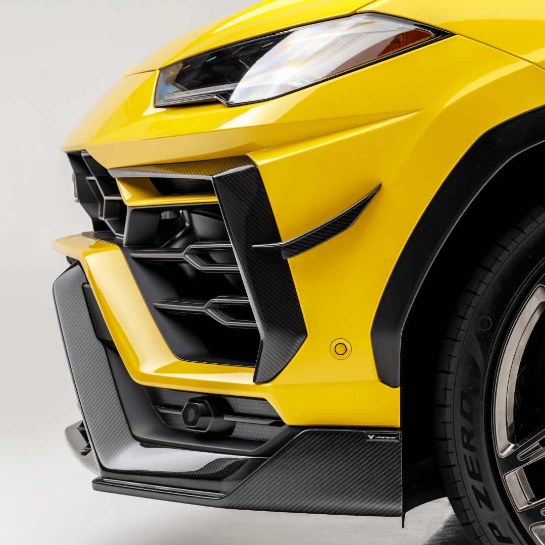 Lamborghini Urus Rampante Edizione Aero front airducts by Vorsteiner Aerodynamics, featuring carbon fiber design and aerodynamic enhancements.
