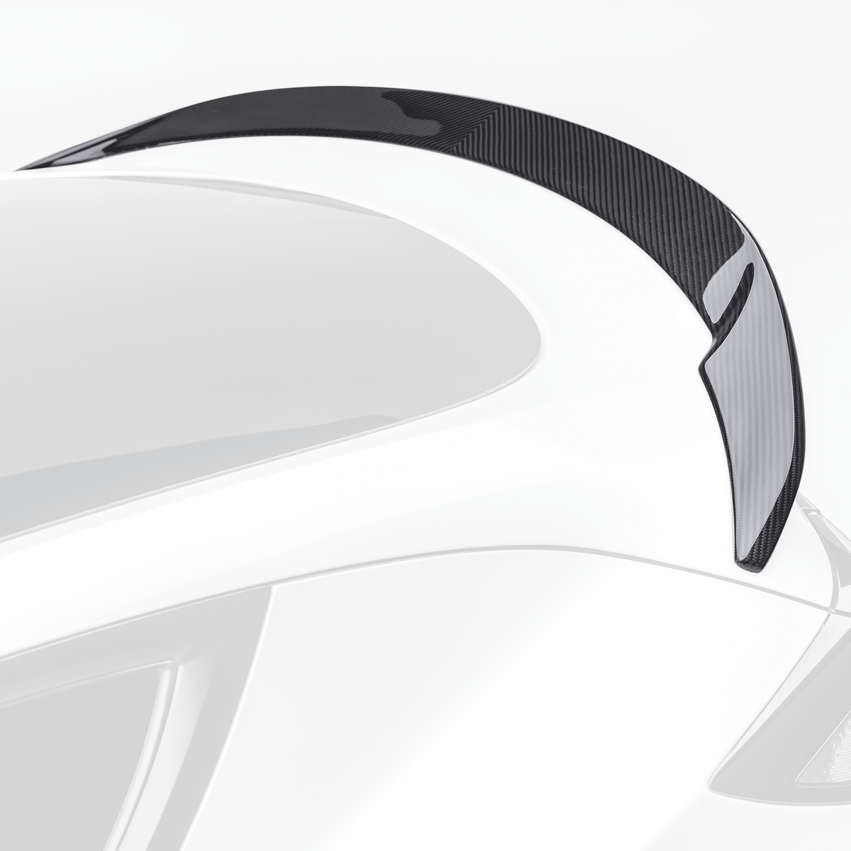 Tesla Model Y Aero Decklid Spoiler by Vorsteiner Aerodynamics, shown on the car's rear with sleek, aerodynamic design details.