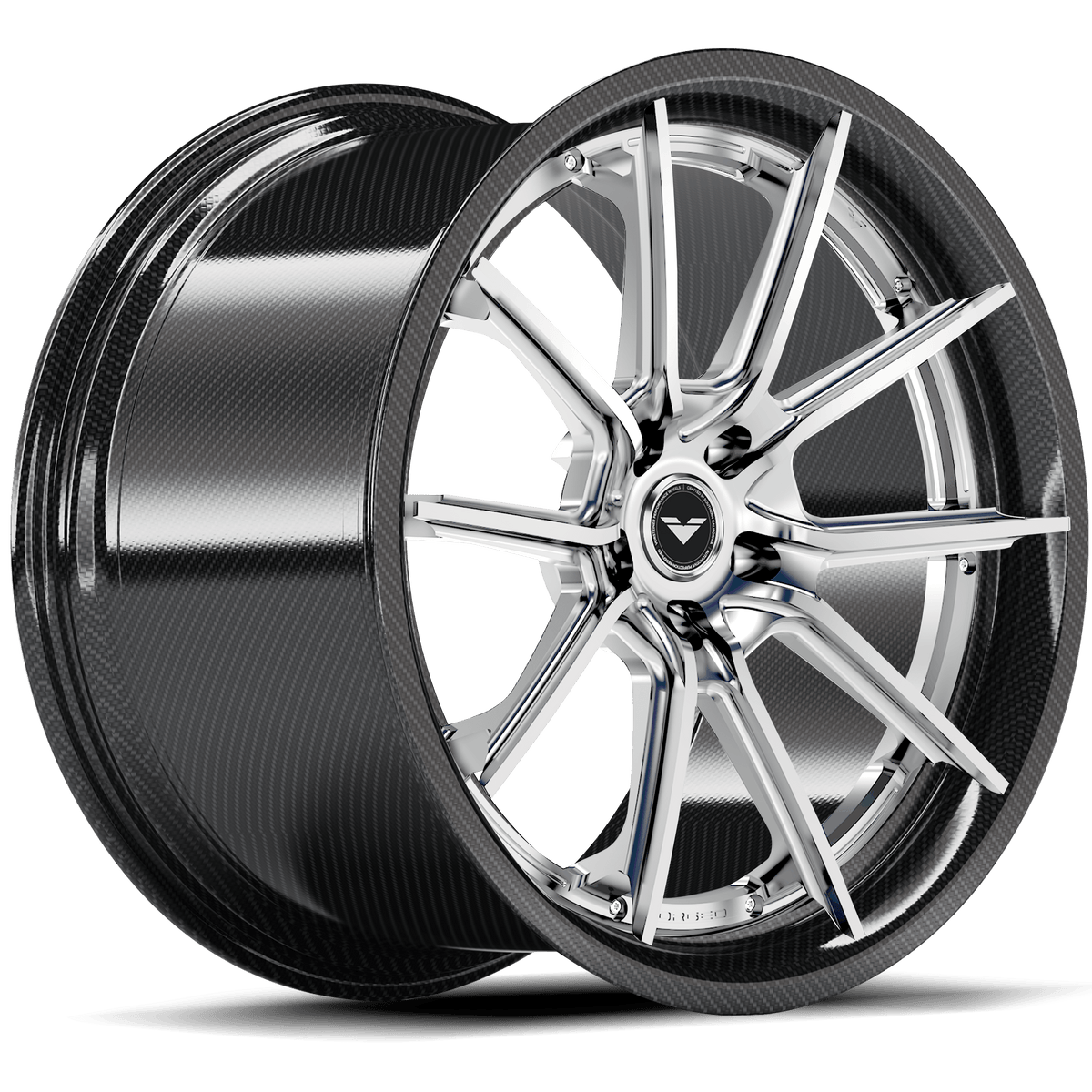 Vorsteiner VMP-201 3-piece forged wheel in a custom finish, quarter view showing multi-vehicle fitment and sleek design.