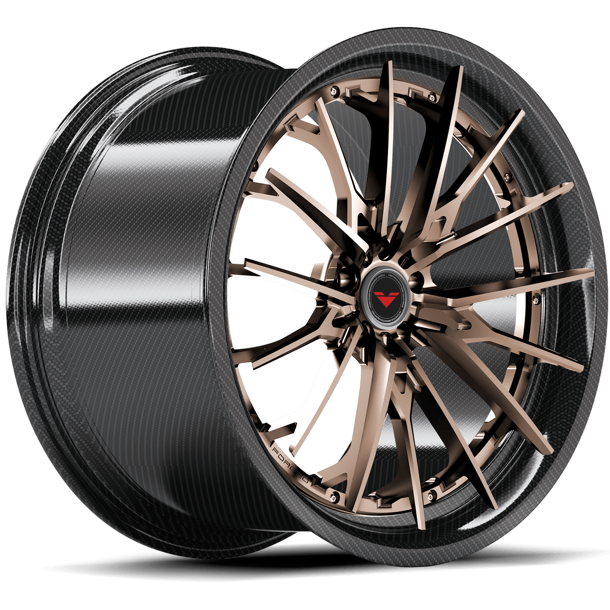 Vorsteiner VMP-202 3-piece forged wheel in bronze finish, shown from quarter angle, designed for multiple vehicle fitments