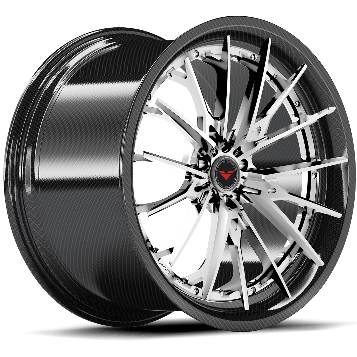 Vorsteiner VMP-202 3-piece forged wheel in clear finish, showing a quarter view with multi-vehicle fitment and custom finishes.