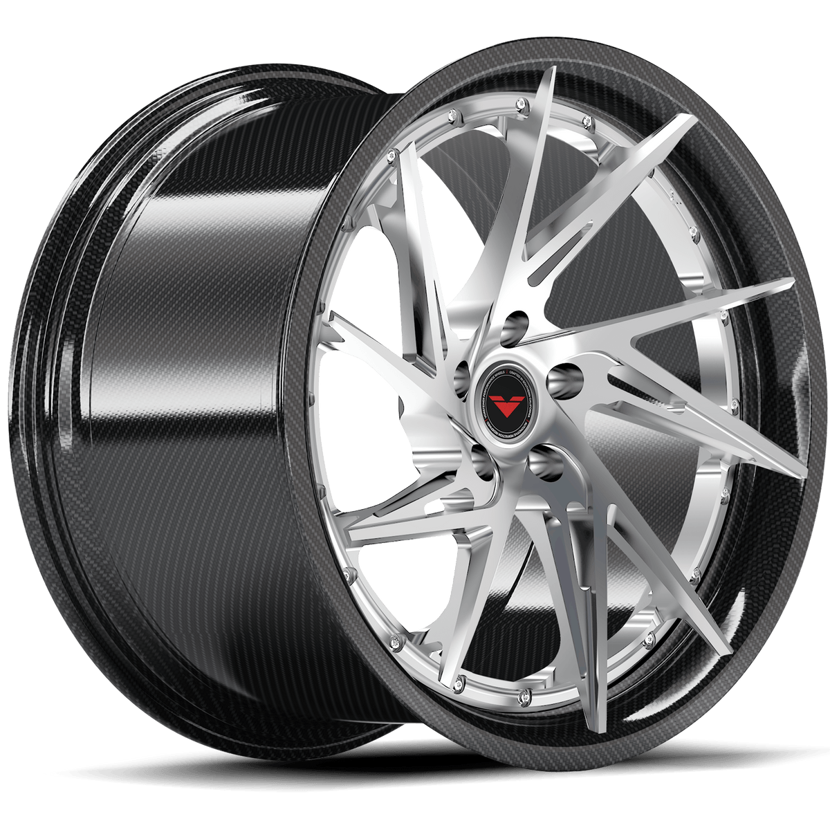 Vorsteiner VMP-204 3-piece forged wheel with a clear finish, shown from quarter angle on a vehicle.