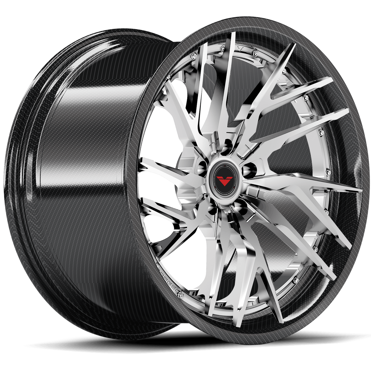 Vorsteiner VMP-207 3-piece forged wheel with custom finish, shown from quarter view on a vehicle.