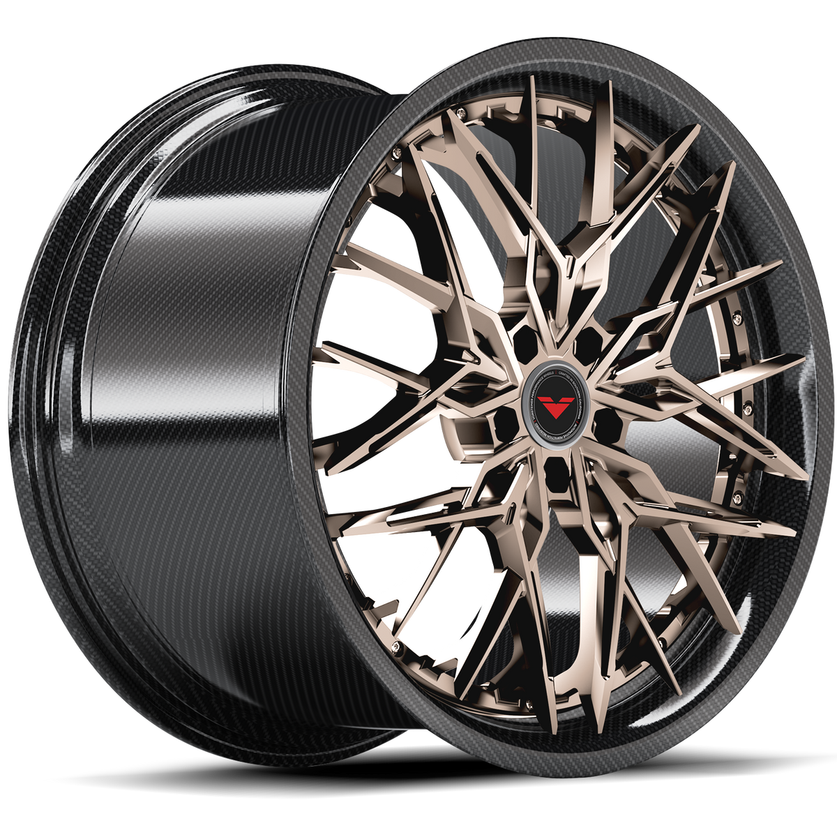 Vorsteiner VMP-208 3-piece forged wheel in bronze with a quarter view, showcasing multi-vehicle fitment and custom finish.
