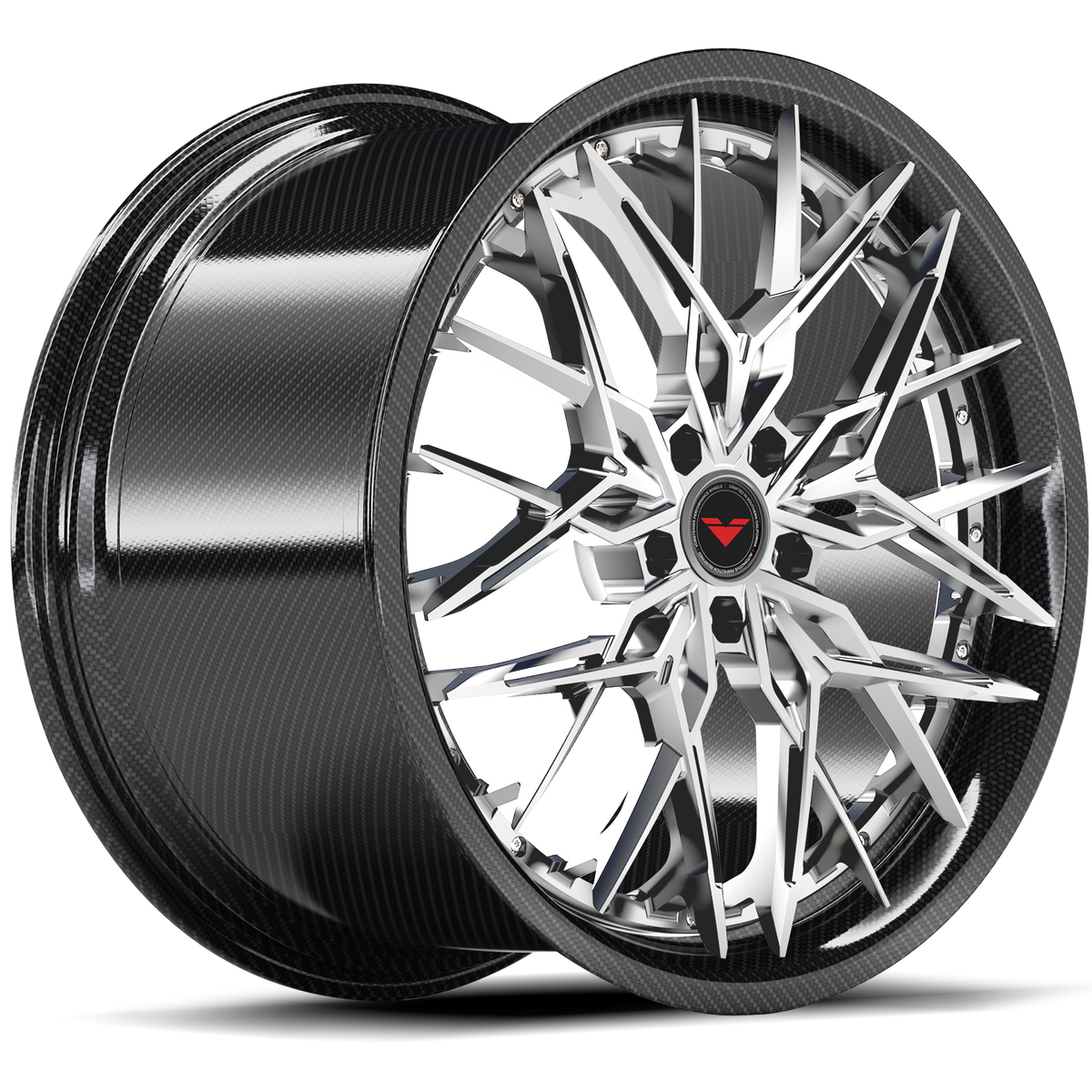 Vorsteiner VMP-208 3-piece forged wheel in custom finish, quarter view showing multi-vehicle fitment and detailed rim design.