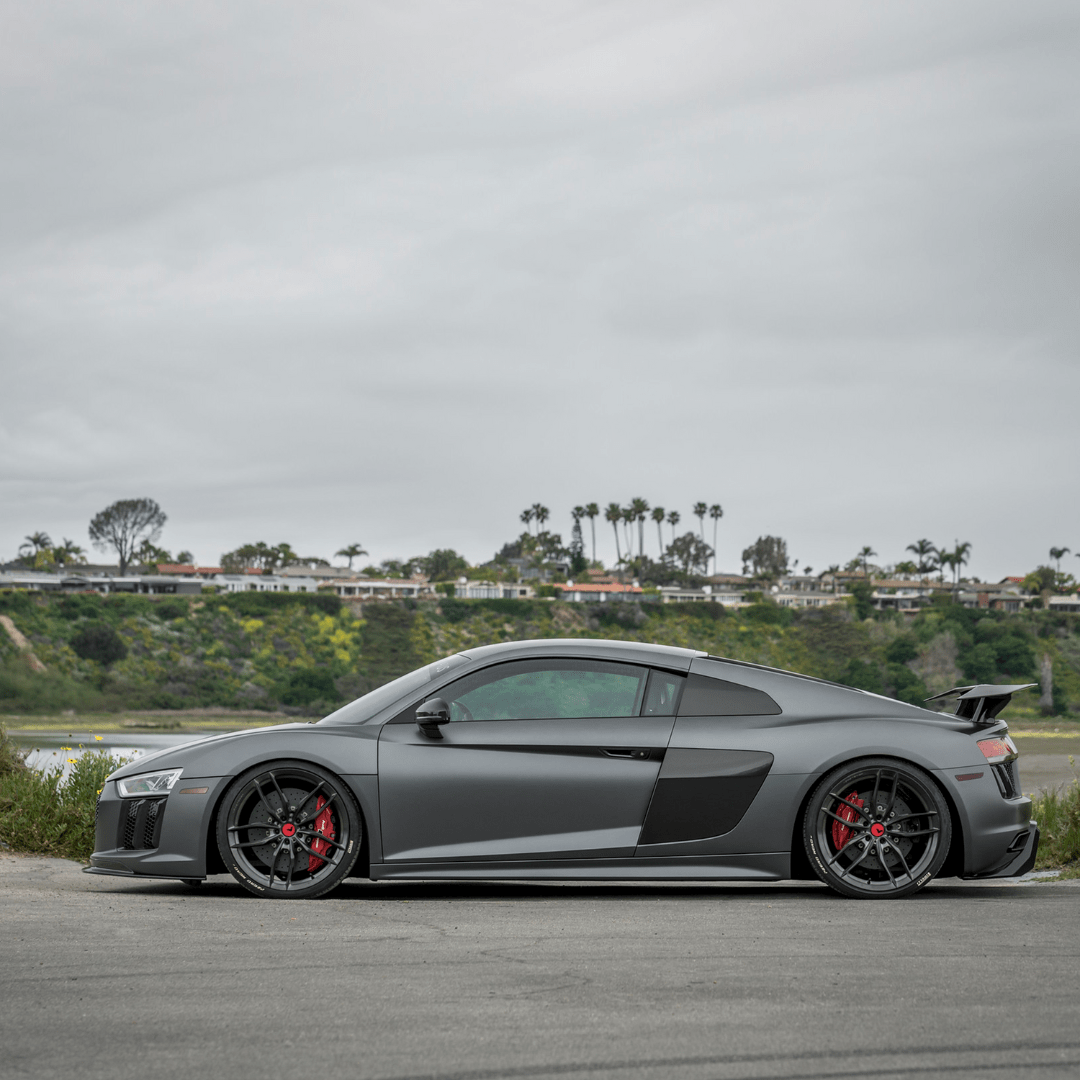 2017+ Audi R8 V10 Plus carbon fiber rear wing by Vorsteiner Aerodynamics, showcasing aerodynamic V8 performance upgrade