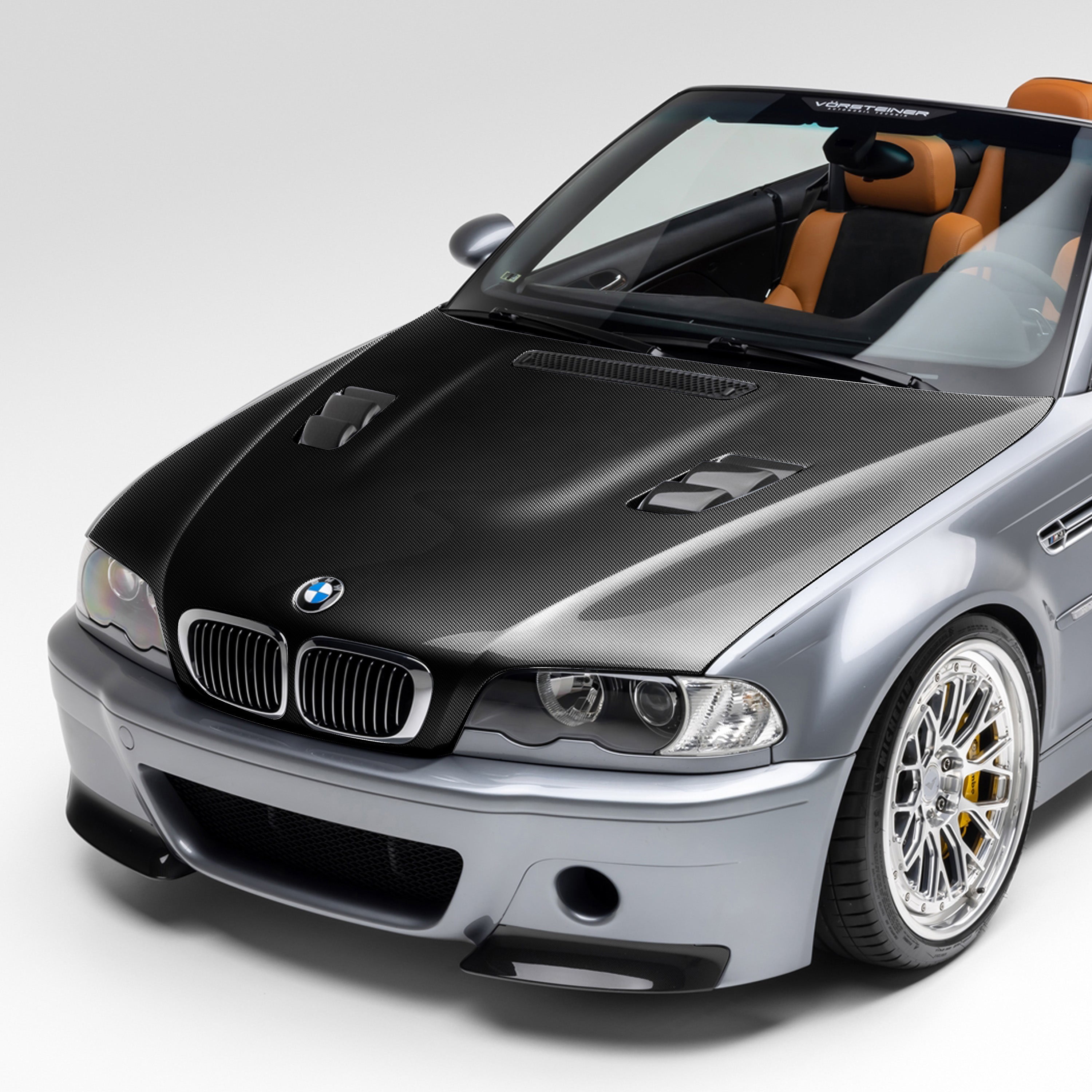 Carbon Fiber V20 Aero Hood – Glossy 1x1 V-Style for BMW E46 M3 - Vorsteiner Wheels