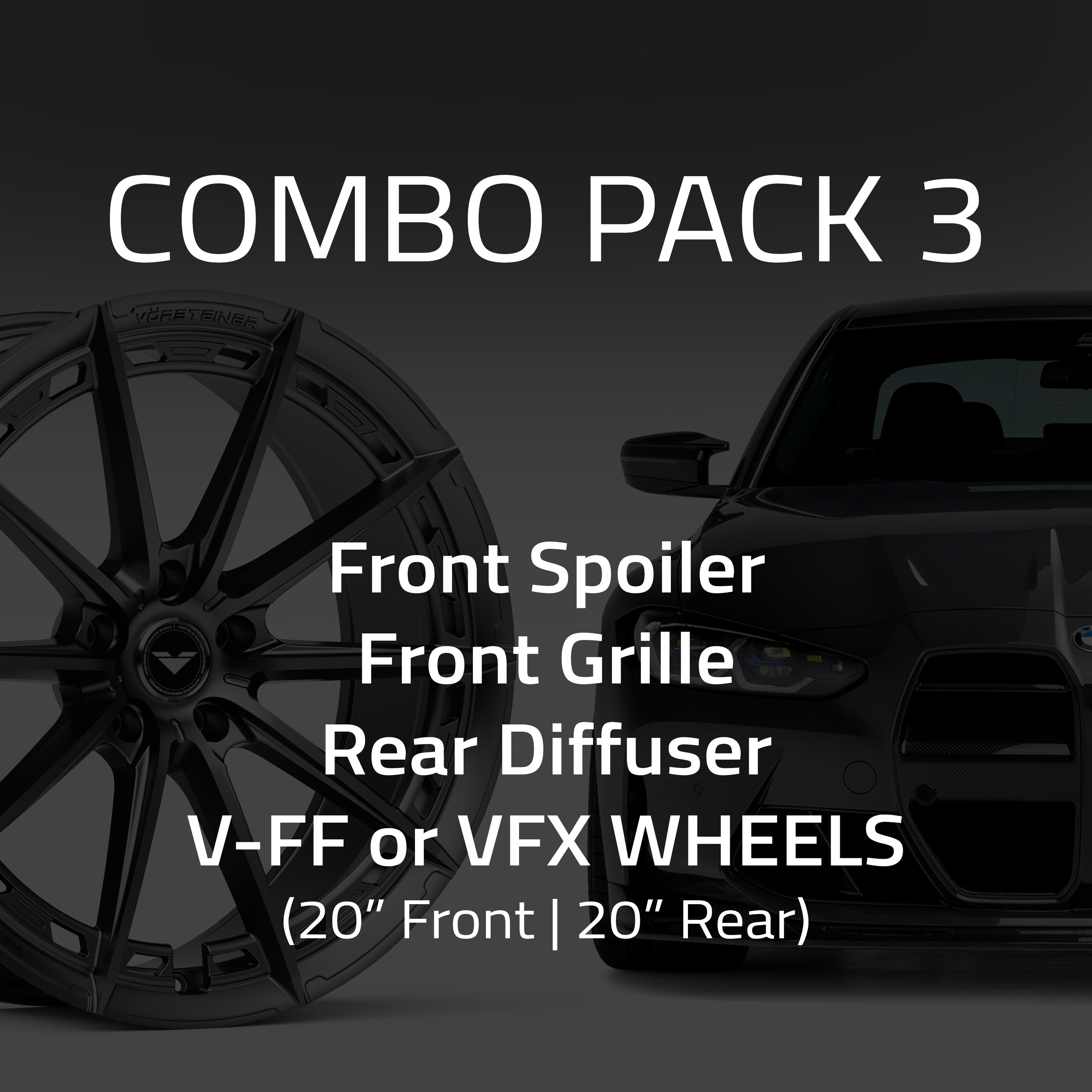 BMW G8X M3 Combo 3:  Front Spoiler, Front Grille, Rear Diffuser & VFX or V-FF Wheels (20" Front | 20" Rear) - Vorsteiner Wheels  - Aero - [tags]