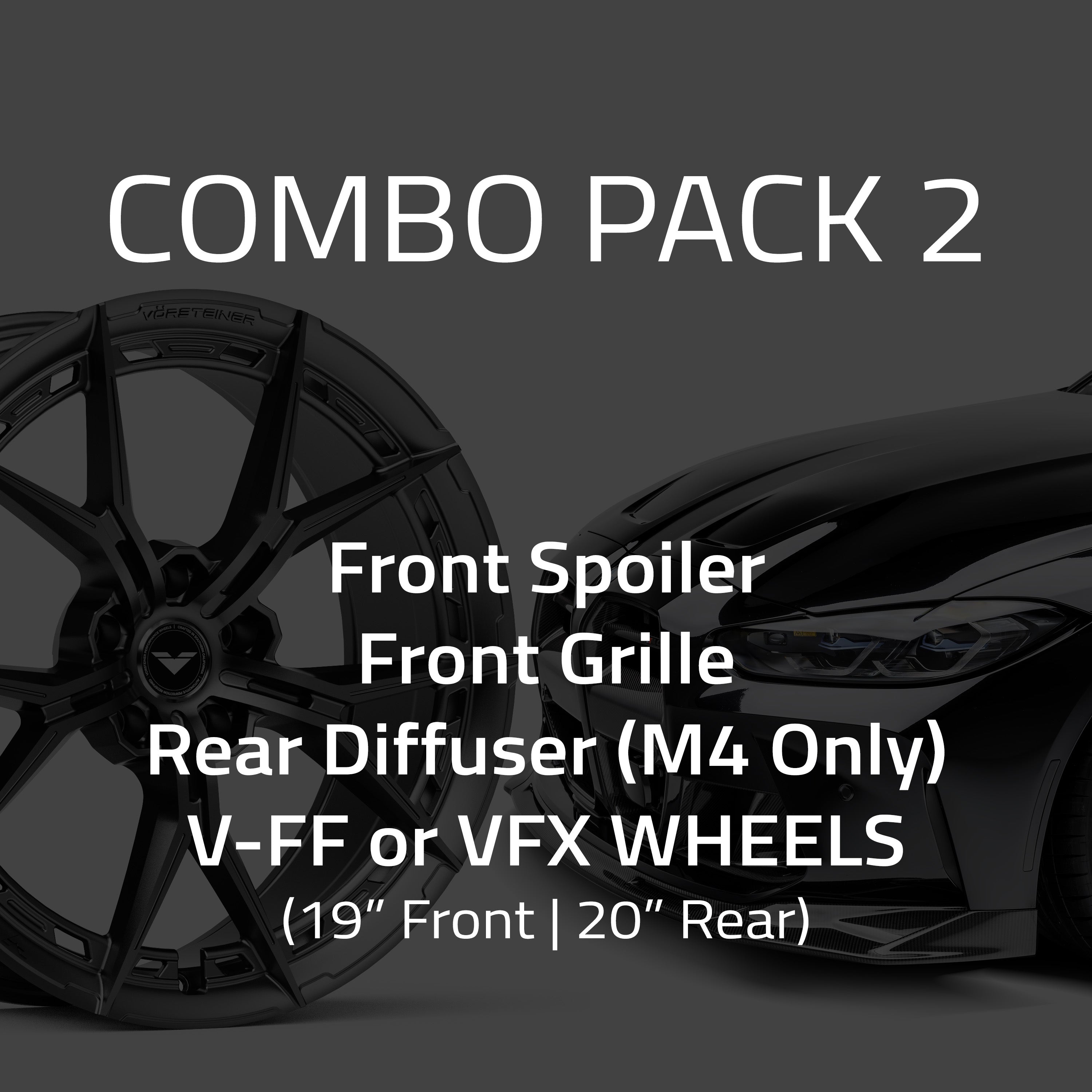 BMW G8X M4 Combo 2:  Front Spoiler, Front Grille, Rear Diffuser (M4 Only) & VFX or V-FF Wheels (19" Front | 20" Rear) - Vorsteiner Wheels Wheels  - Aero - [tags]