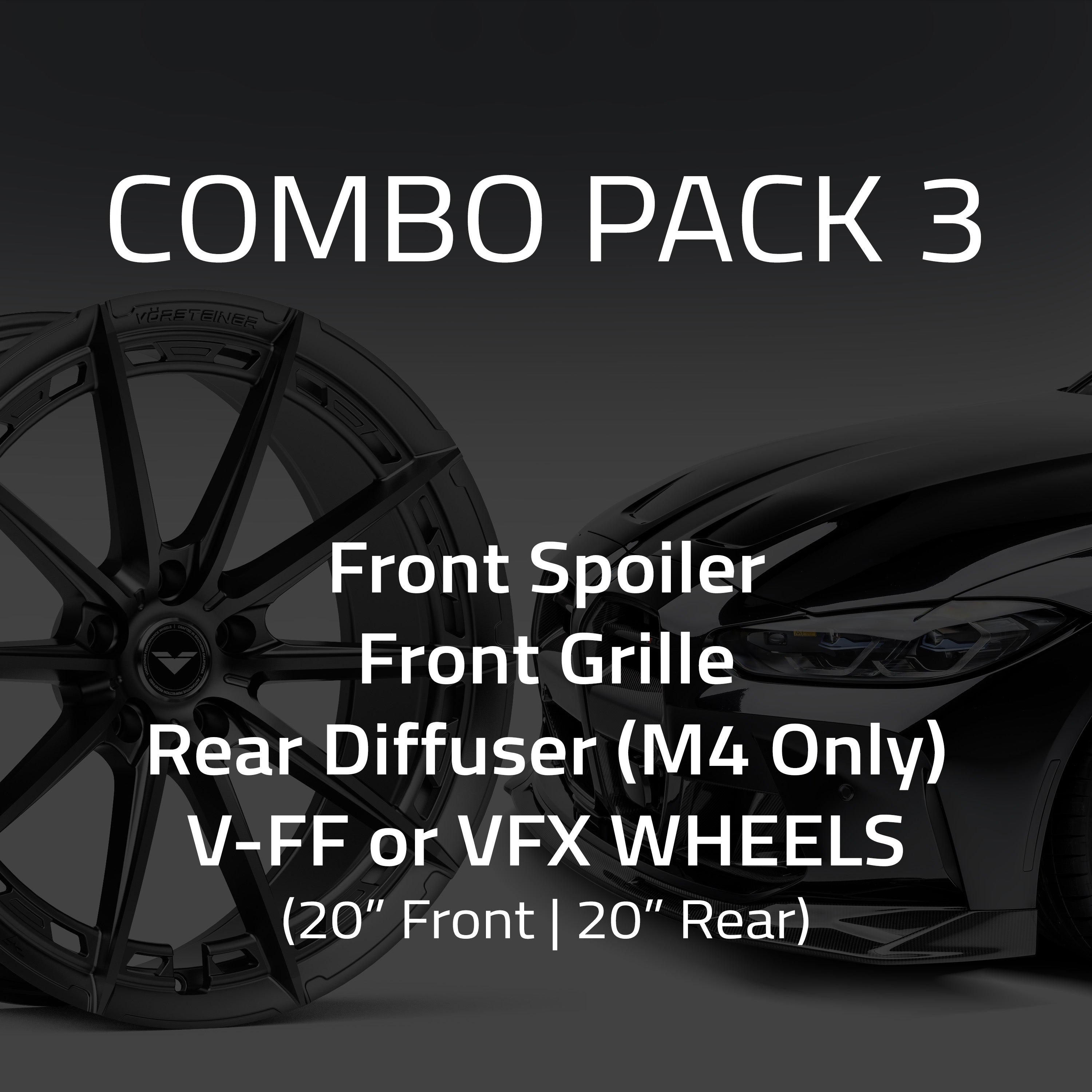 BMW G8X M4 Combo 3:  Front Spoiler, Front Grille, Rear Diffuser (M4 Only) & VFX or V-FF Wheels (20" Front | 20" Rear) - Vorsteiner Wheels Wheels  - Aero - [tags]