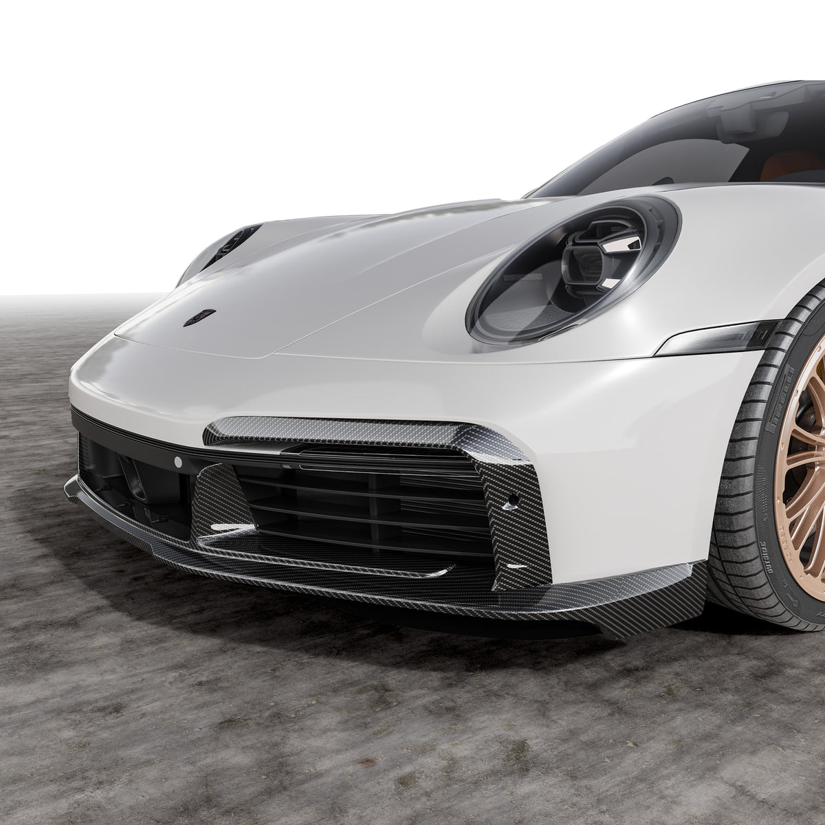 Porsche 992 Turbo S Aero Front Spoiler w/ Side Fins - Vorsteiner Wheels