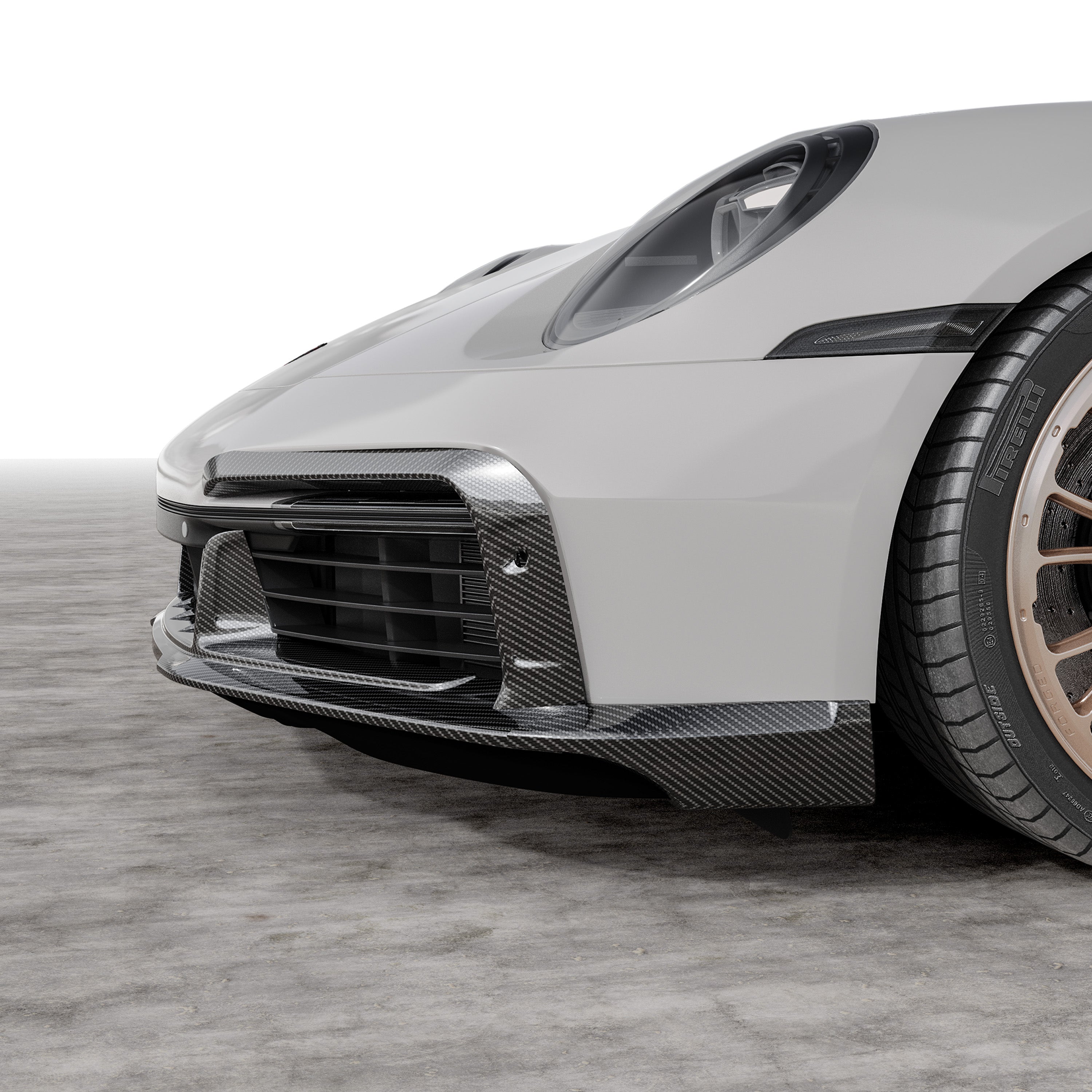 Porsche 992 Turbo S Aero Front Spoiler w/ Side Fins - Vorsteiner Wheels Wheels