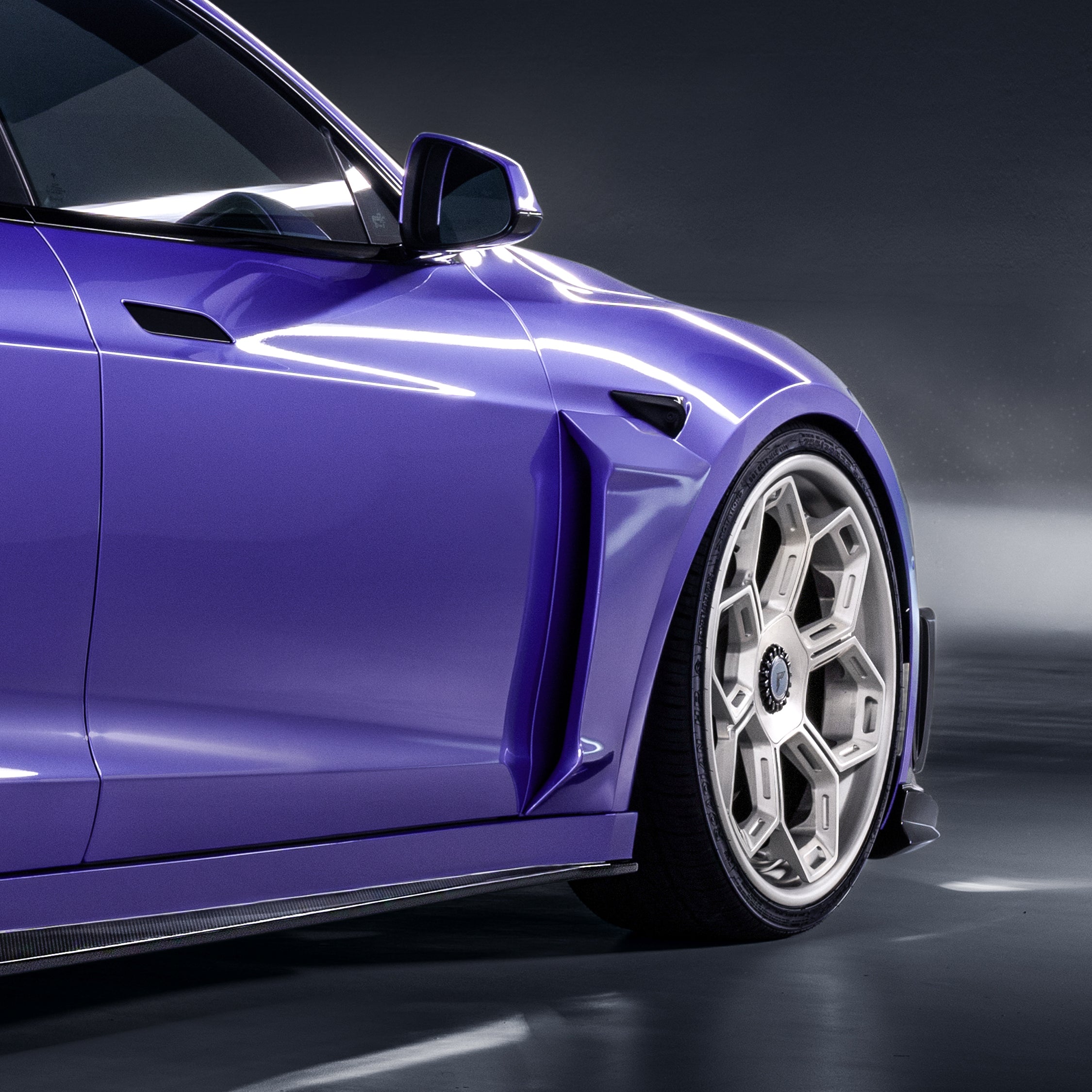 VRS Tesla Model S Plaid Add-On Aero Fenders Carbon Fiber PP 2x2 Glossy - Vorsteiner Wheels Wheels  -  - [tags]