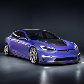 VRS Tesla Model S Plaid Add-On Aero Bumper Flares Carbon Fiber PP 2x2 Glossy - Vorsteiner Wheels  -  - [tags]