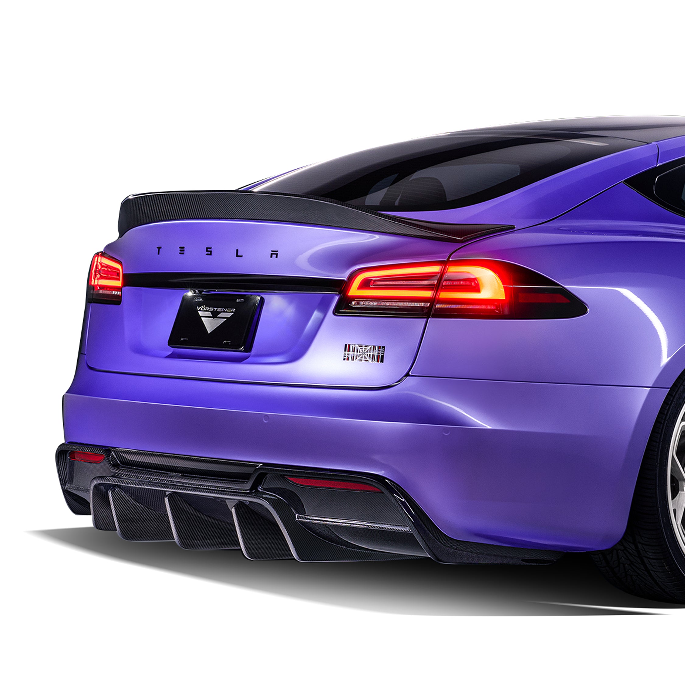 VRS Tesla Model S Plaid Aero Decklid Spoiler Carbon Fiber PP 2x2 Glossy - Vorsteiner Wheels  -  - [tags]