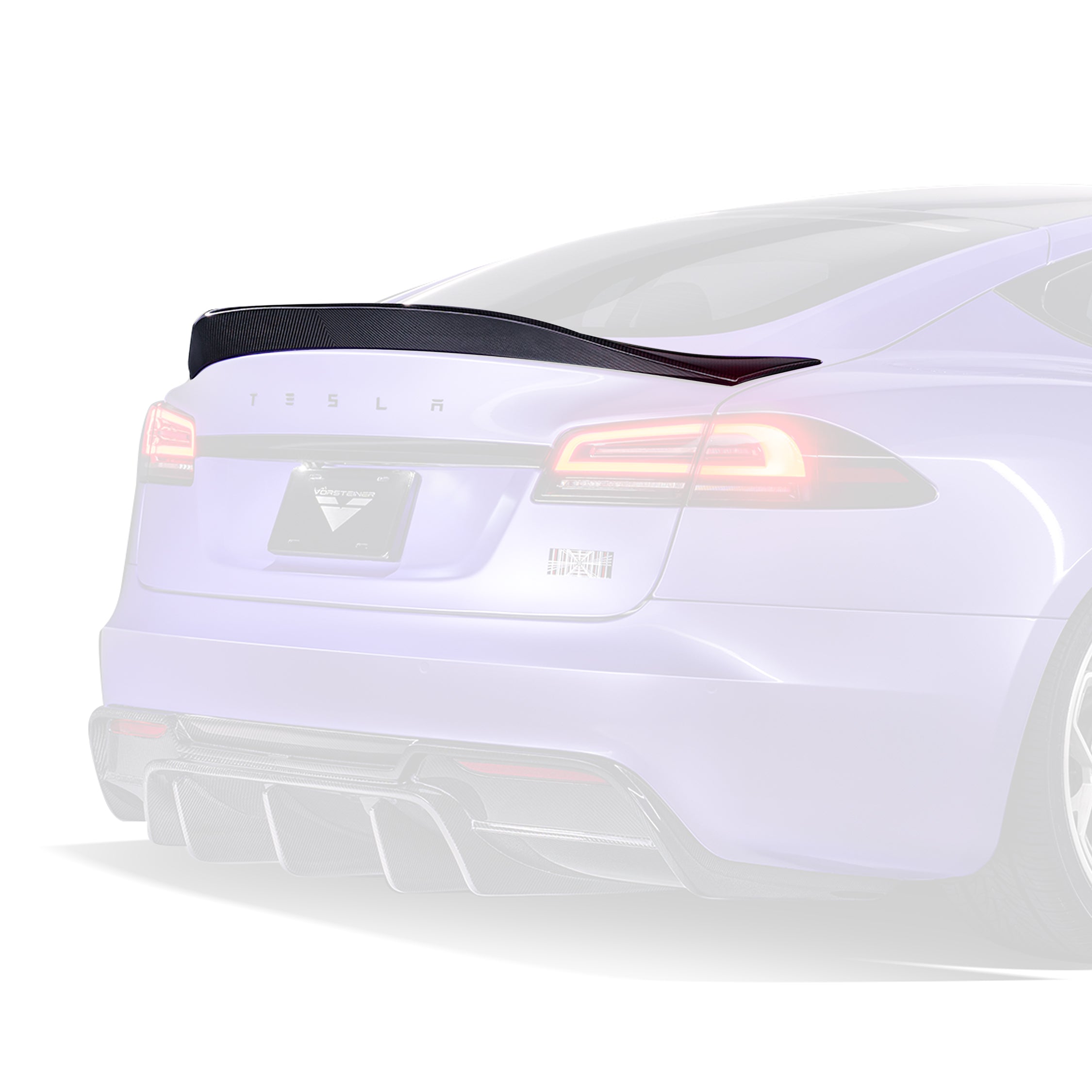 VRS Tesla Model S Plaid Aero Decklid Spoiler Carbon Fiber PP 2x2 Glossy - Vorsteiner Wheels  -  - [tags]