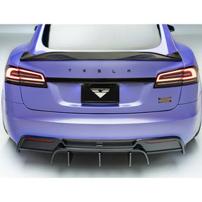 VRS Tesla Model S Plaid Aero Decklid Spoiler Carbon Fiber PP 2x2 Glossy - Vorsteiner Wheels  -  - [tags]