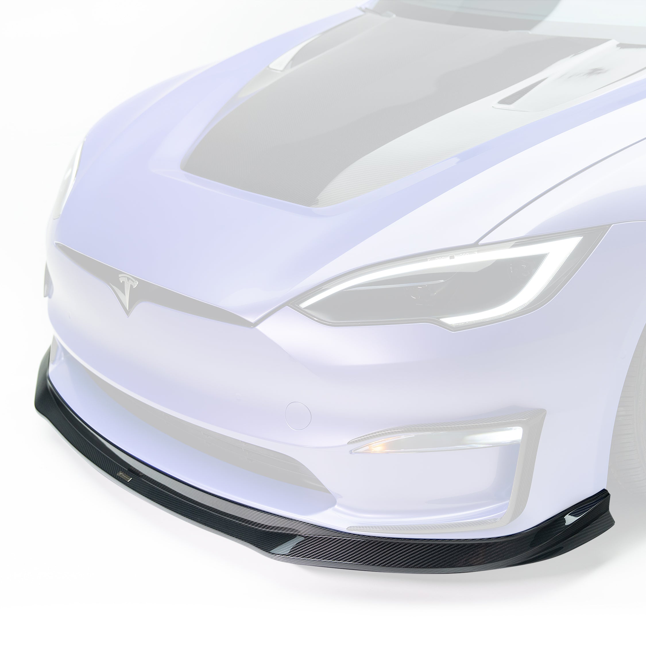 VRS Tesla Model S Plaid Aero Front Spoiler Carbon Fiber PP 2X2 Glossy - Vorsteiner Wheels  -  - [tags]