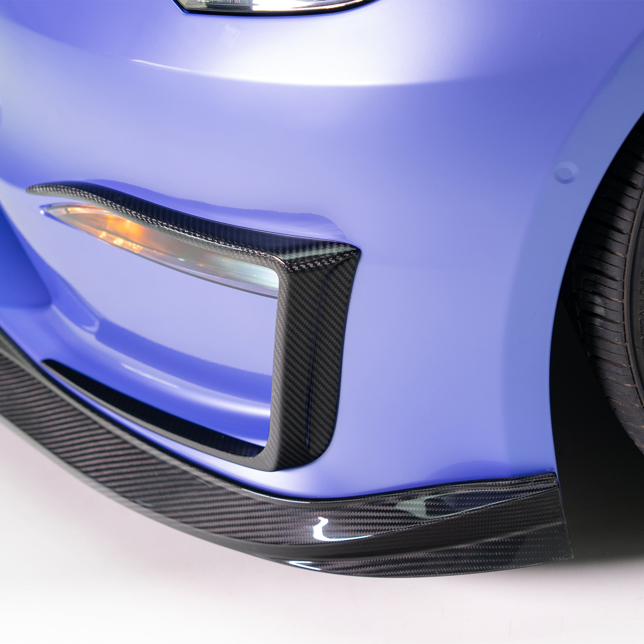 VRS Tesla Model S Plaid Aero Front Spoiler Carbon Fiber PP 2X2 Glossy - Vorsteiner Wheels  -  - [tags]