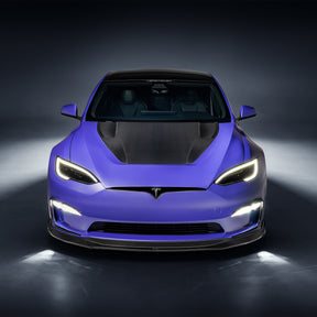 VRS Tesla Model S Plaid Aero Front Spoiler Carbon Fiber PP 2X2 Glossy - Vorsteiner Wheels  -  - [tags]