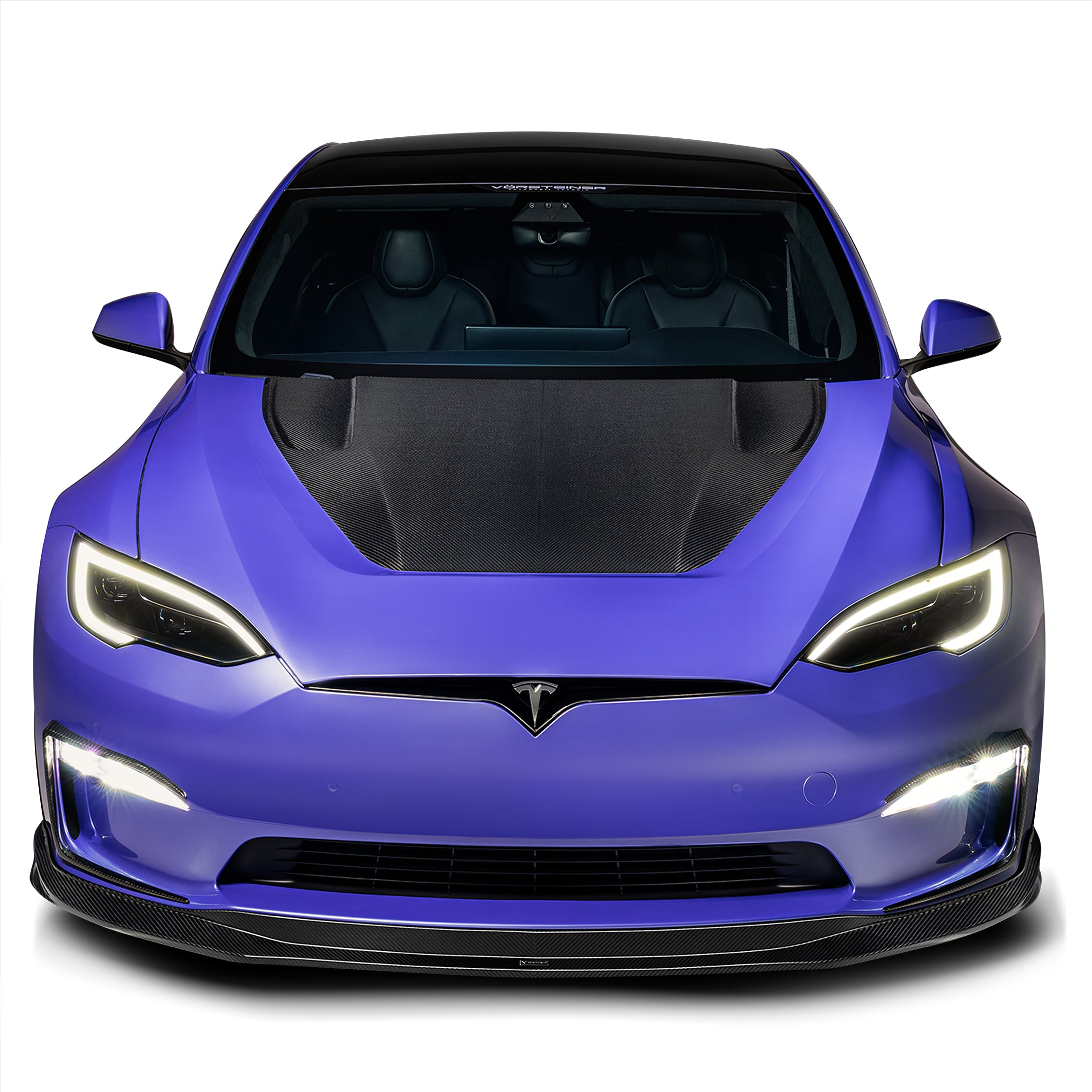 VRS Tesla Model S Plaid Aero Hood Carbon Fiber PP 2x2 Glossy - Vorsteiner Wheels  -  - [tags]