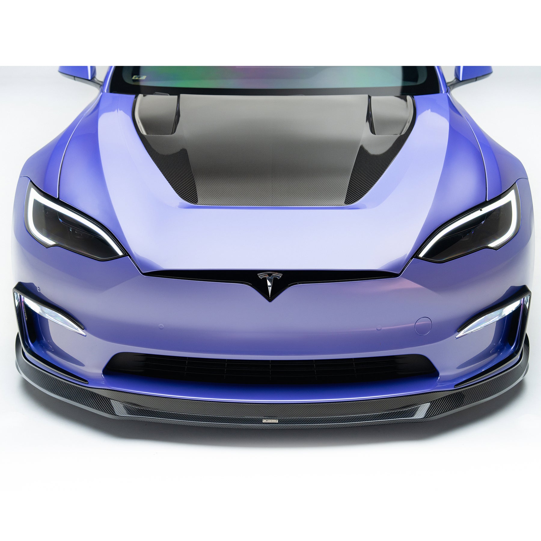 VRS Tesla Model S Plaid Aero Hood Carbon Fiber PP 2x2 Glossy - Vorsteiner Wheels  -  - [tags]