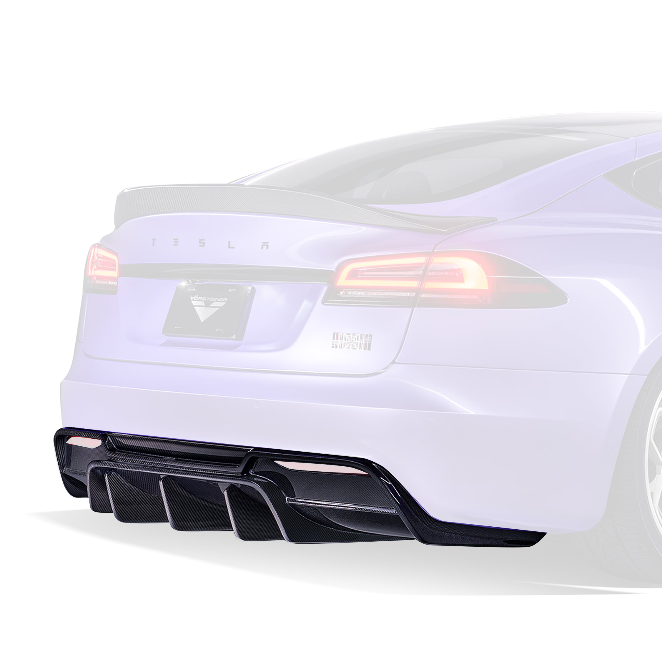 VRS Tesla Model S Plaid Aero Rear Diffuser Carbon Fiber PP 2x2 Glossy - Vorsteiner Wheels  -  - [tags]