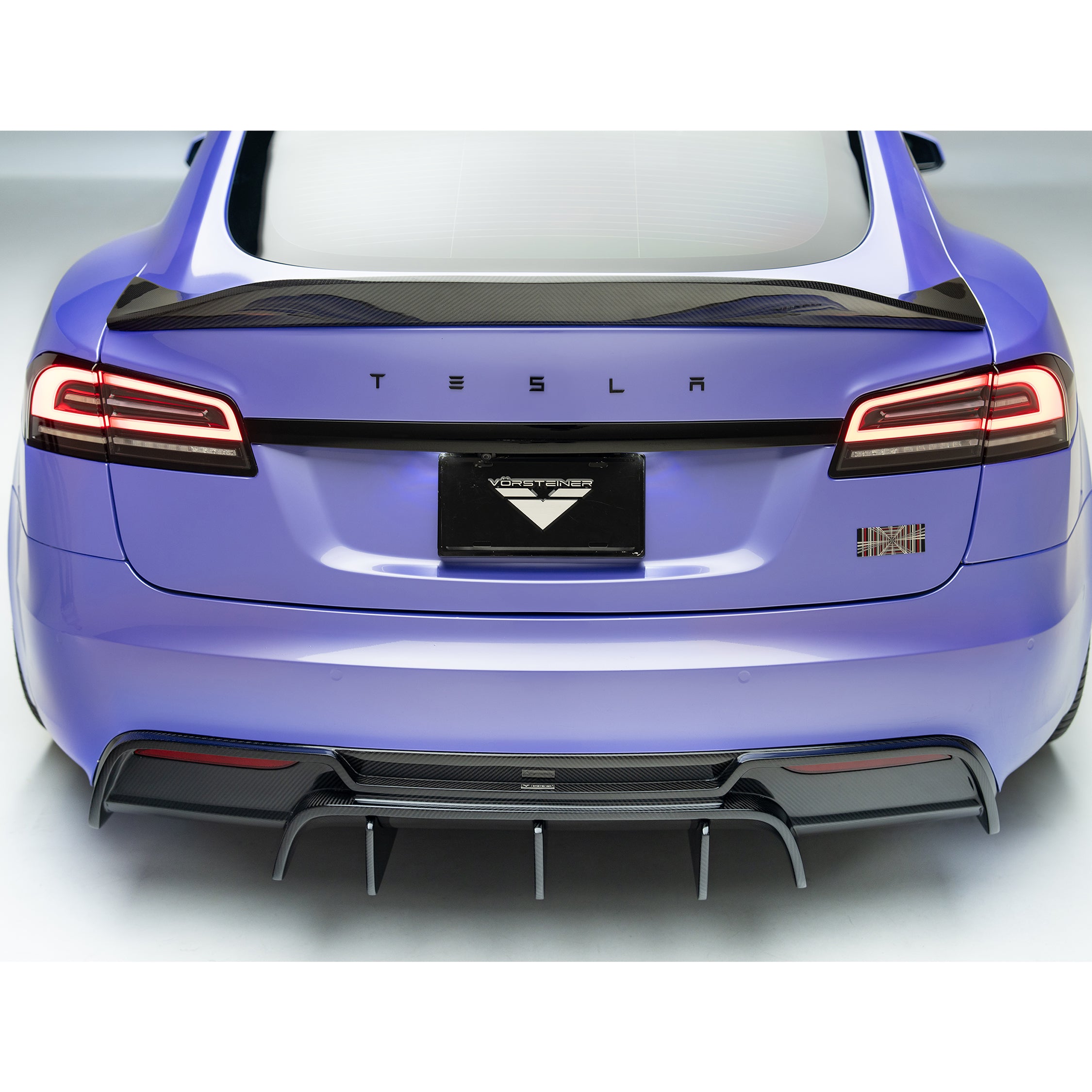 VRS Tesla Model S Plaid Aero Rear Diffuser Carbon Fiber PP 2x2 Glossy - Vorsteiner Wheels  -  - [tags]