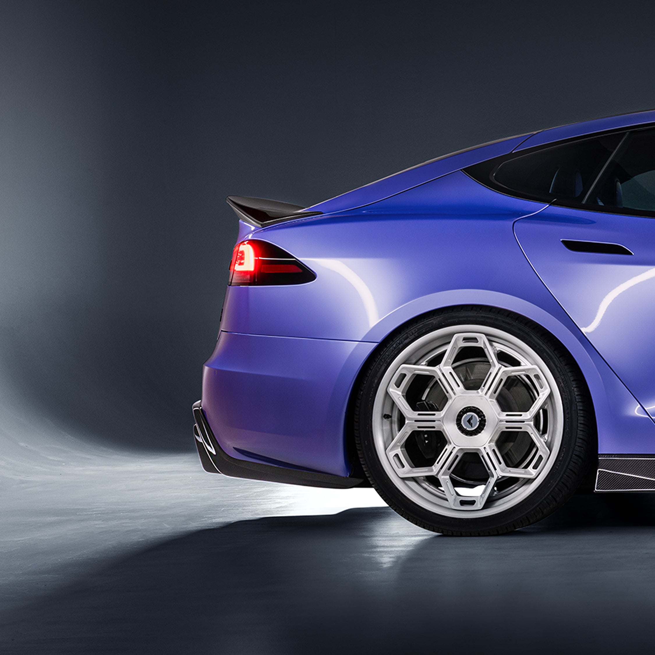 VRS Tesla Model S Plaid Aero Rear Diffuser Carbon Fiber PP 2x2 Glossy - Vorsteiner Wheels  -  - [tags]