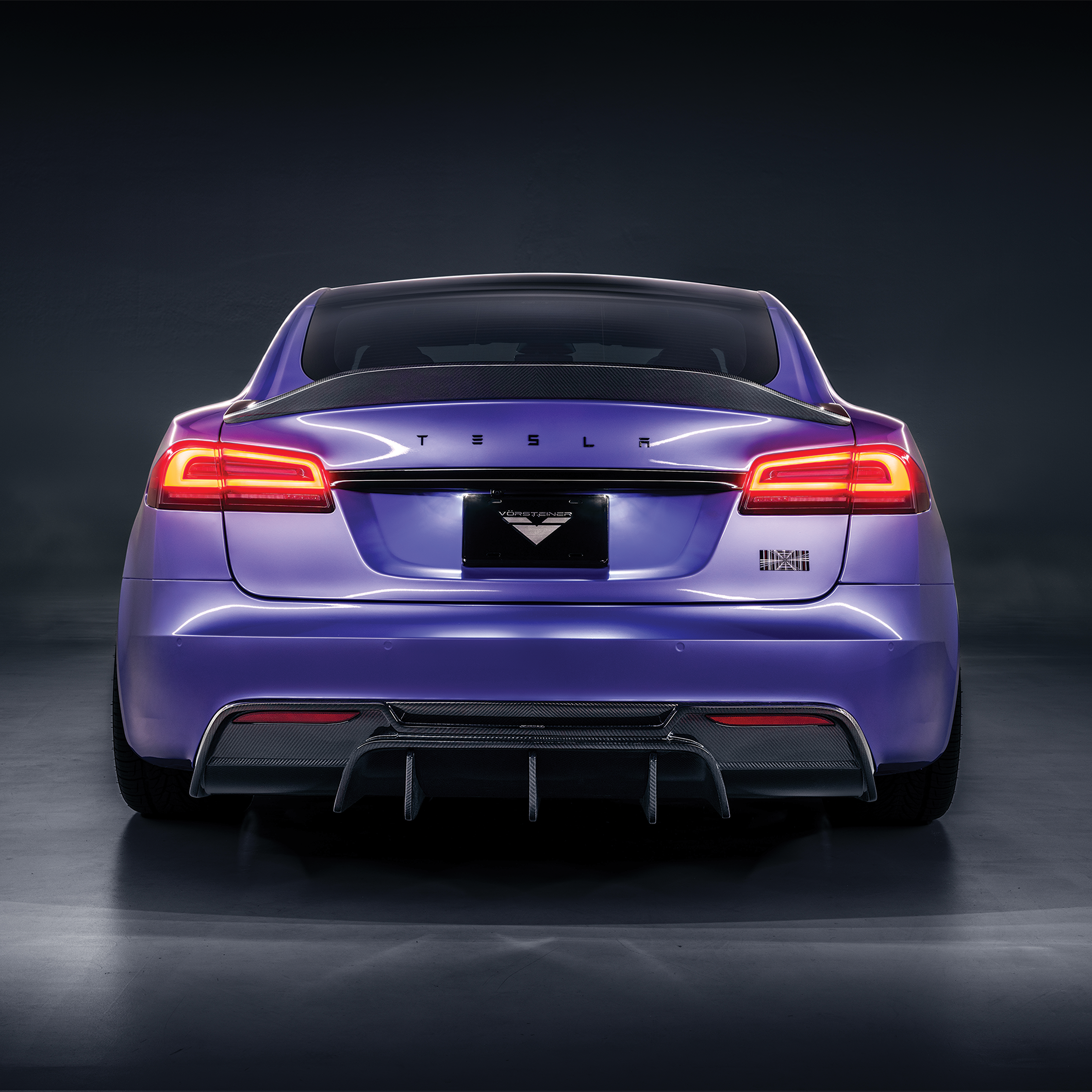 VRS Tesla Model S Plaid Aero Rear Diffuser Carbon Fiber PP 2x2 Glossy - Vorsteiner Wheels  -  - [tags]