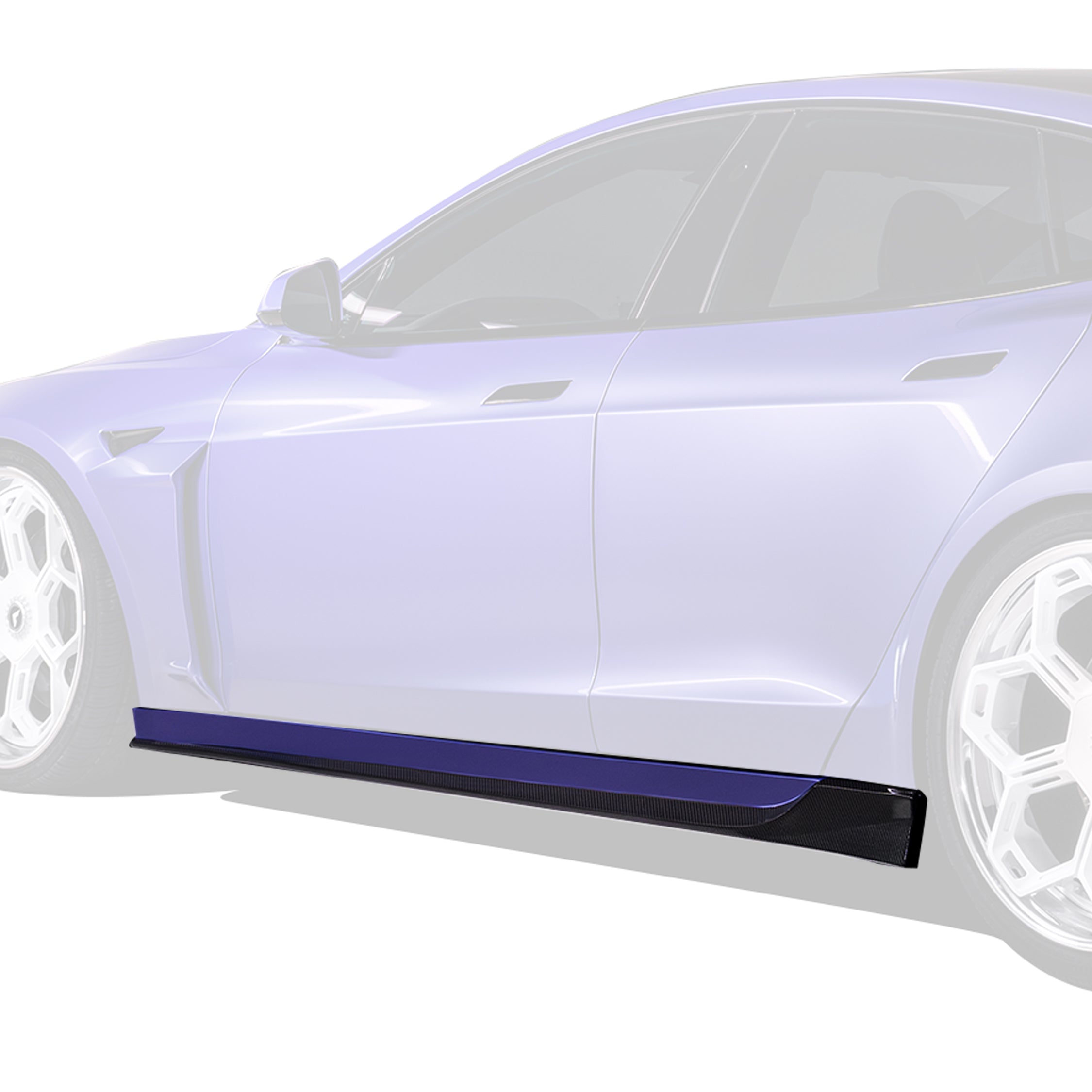 VRS Tesla Model S Plaid Aero Side Skirts Carbon Fiber PP 2x2 Glossy - Vorsteiner Wheels  -  - [tags]