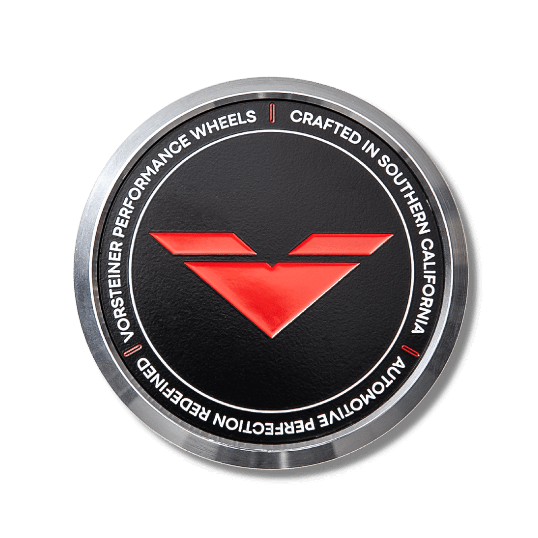 Vorsteiner Aluminum VMP Center Caps - Black with Red Logo - Vorsteiner Wheels  - Toys - [tags]