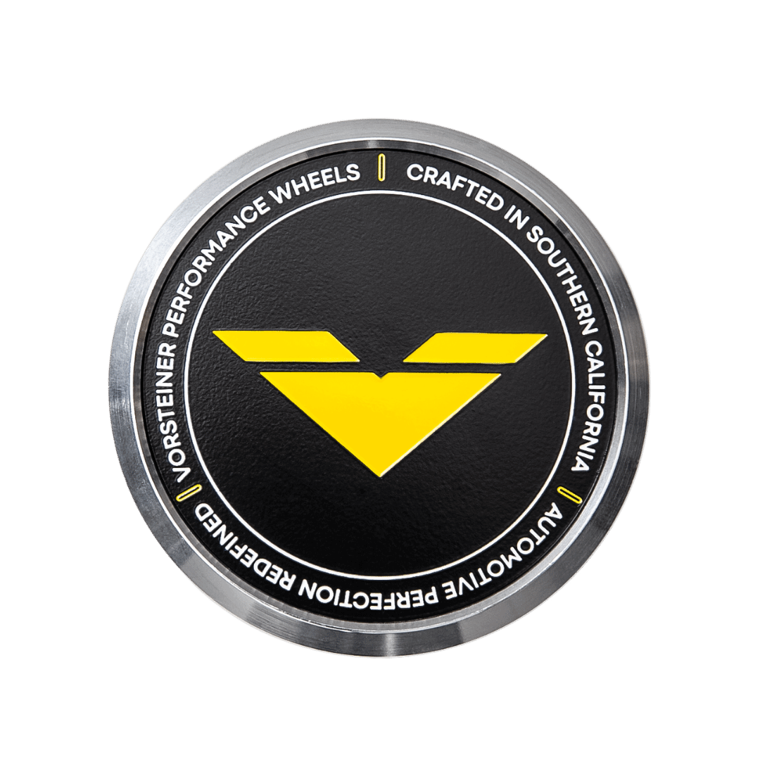 Vorsteiner Aluminum VMP Center Caps - Black with Yellow Logo - Vorsteiner Wheels  - Toys - [tags]
